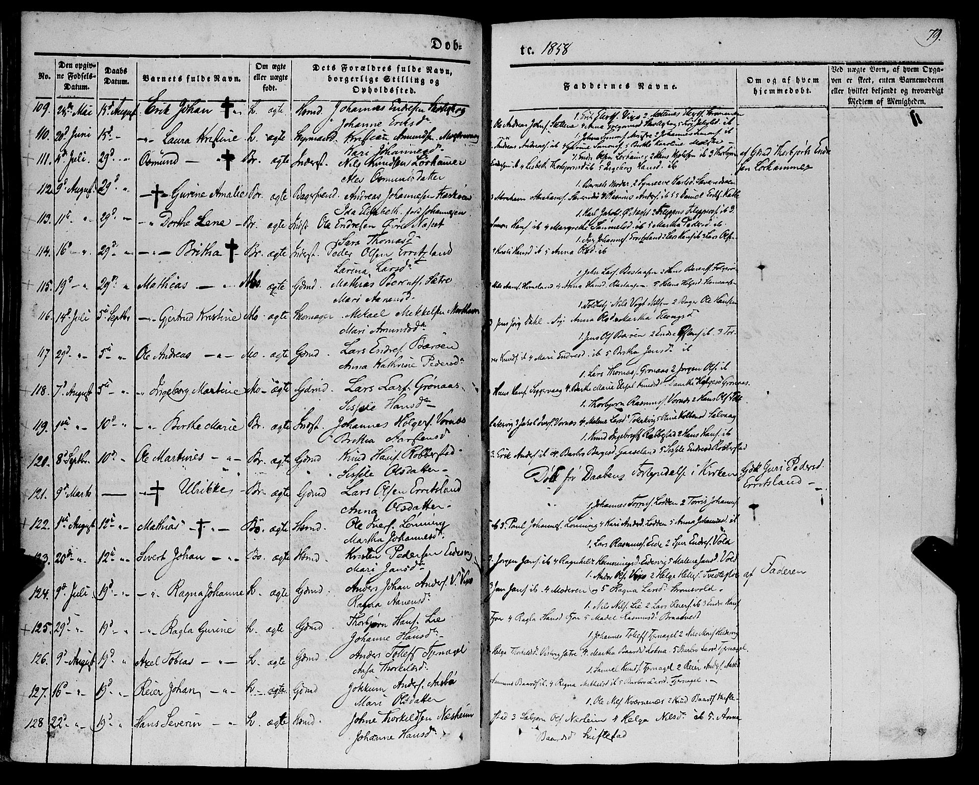 Finnås sokneprestembete, AV/SAB-A-99925/H/Ha/Haa/Haaa/L0007: Parish register (official) no. A 7, 1850-1862, p. 79