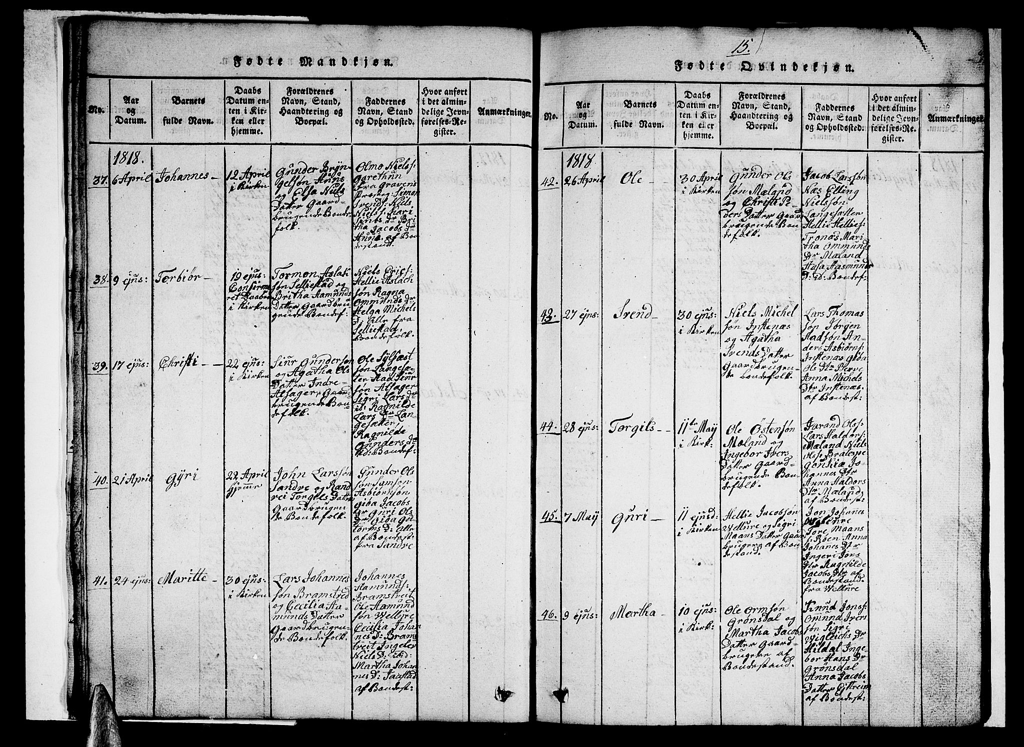 Ullensvang sokneprestembete, AV/SAB-A-78701/H/Hab: Parish register (copy) no. A 3, 1817-1825, p. 15