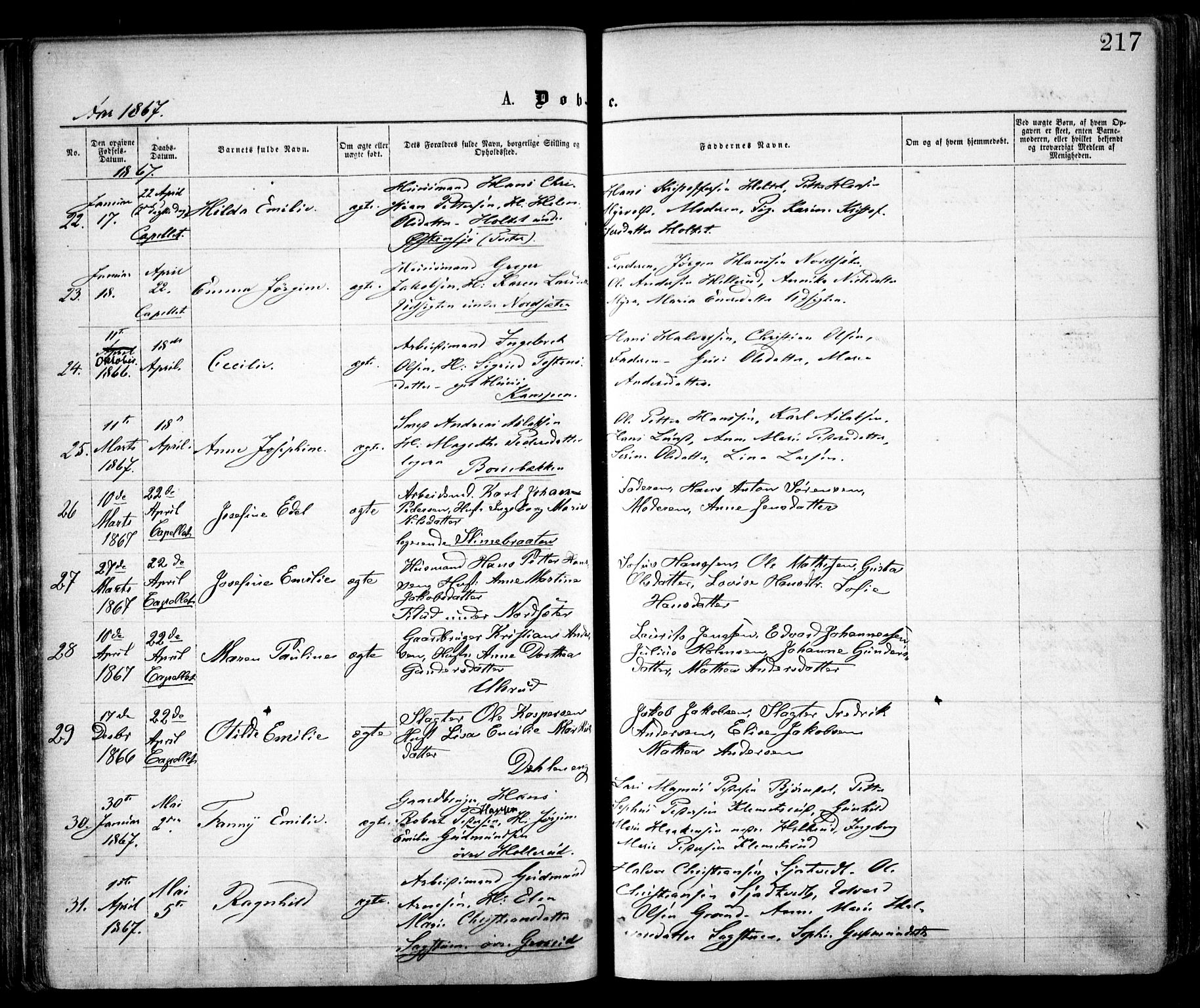 Østre Aker prestekontor Kirkebøker, AV/SAO-A-10840/F/Fa/L0001: Parish register (official) no. I 1, 1861-1869, p. 217