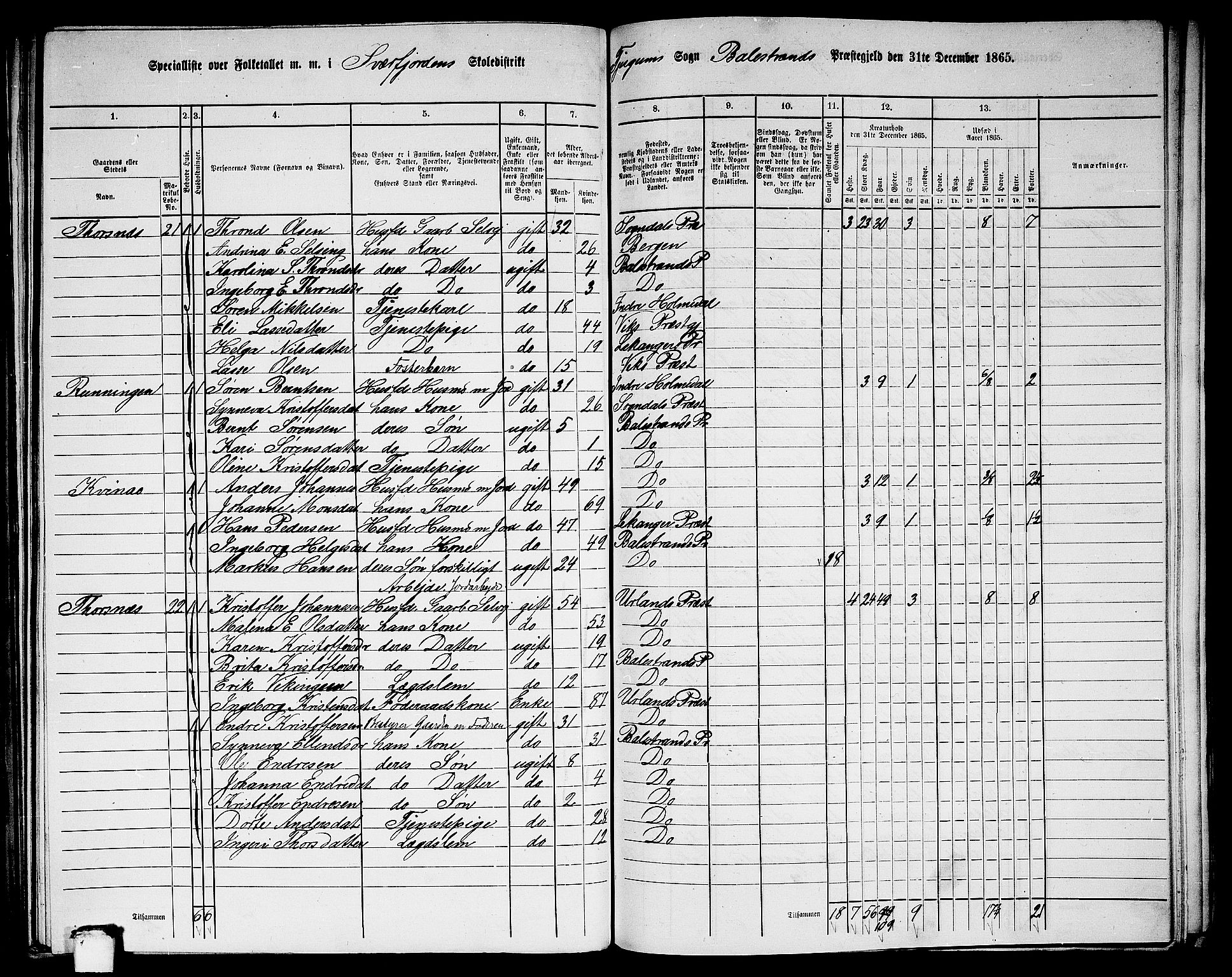 RA, 1865 census for Balestrand, 1865, p. 29