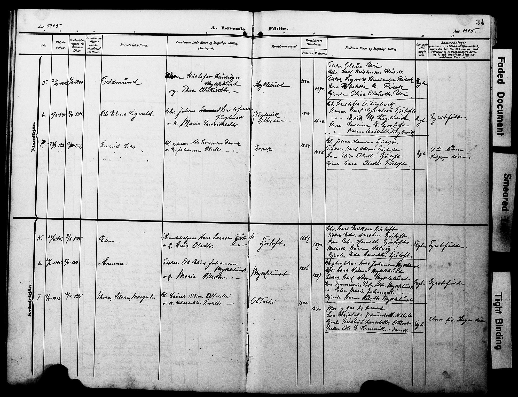 Ministerialprotokoller, klokkerbøker og fødselsregistre - Møre og Romsdal, AV/SAT-A-1454/538/L0524: Parish register (copy) no. 538C02, 1901-1931, p. 34