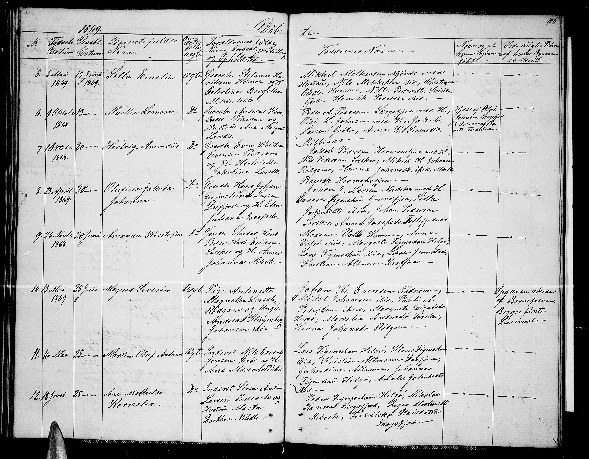 Karlsøy sokneprestembete, SATØ/S-1299/H/Ha/Hab/L0004klokker: Parish register (copy) no. 4, 1845-1870, p. 105