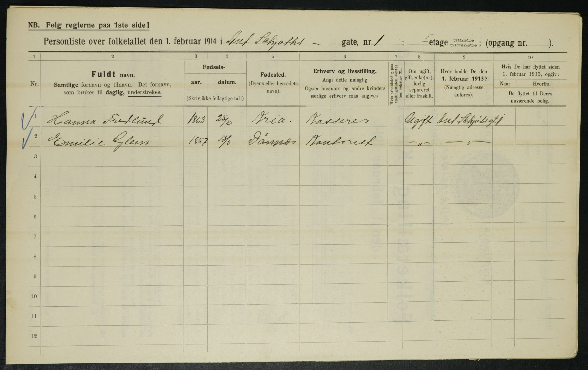 OBA, Municipal Census 1914 for Kristiania, 1914, p. 1341