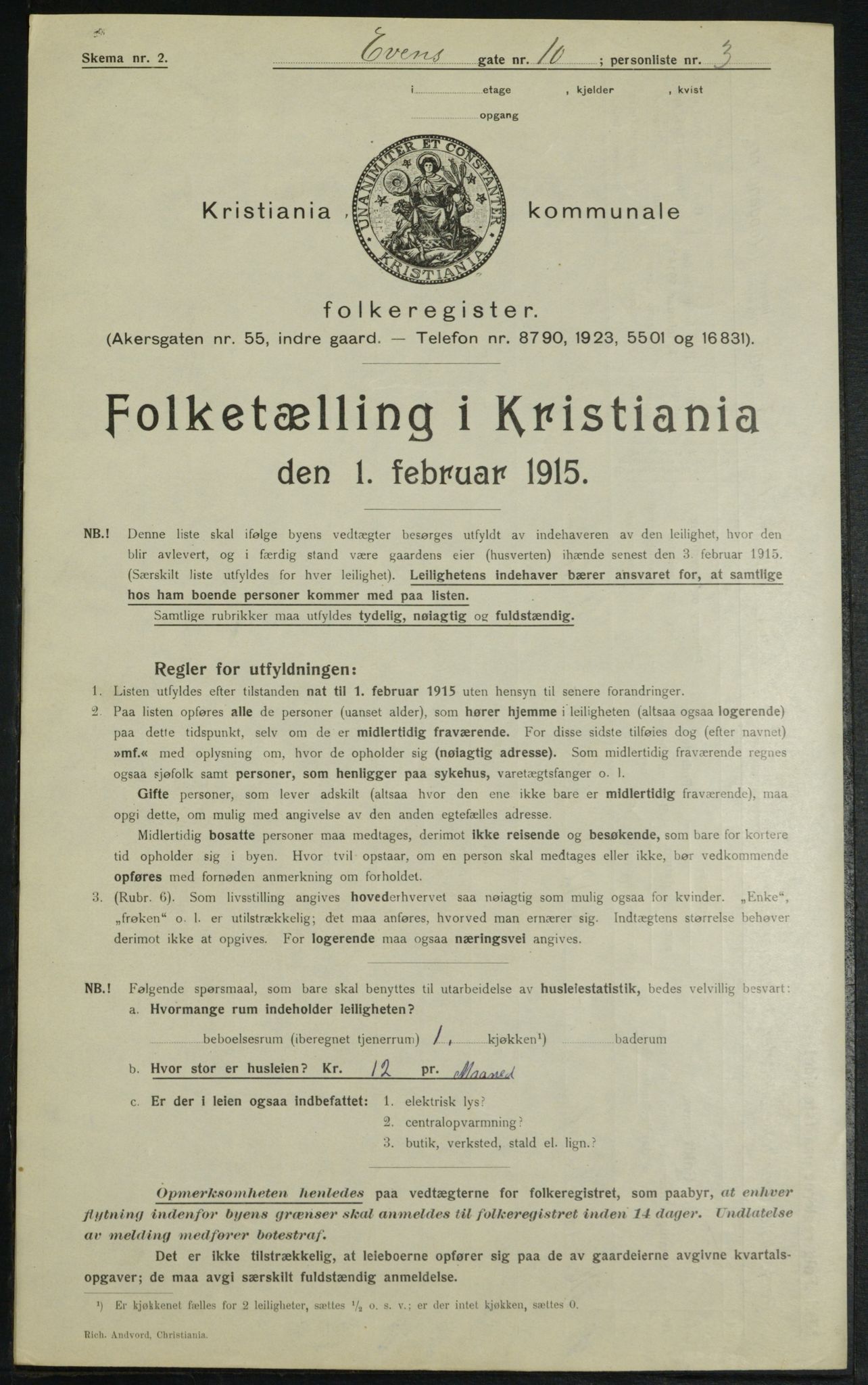 OBA, Municipal Census 1915 for Kristiania, 1915, p. 22490