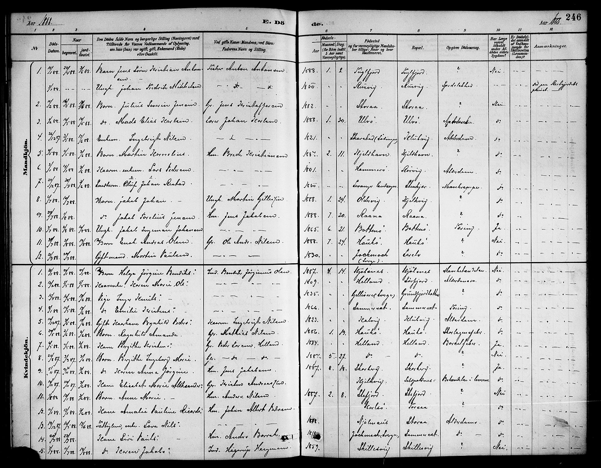 Ministerialprotokoller, klokkerbøker og fødselsregistre - Nordland, SAT/A-1459/861/L0876: Parish register (copy) no. 861C02, 1887-1903, p. 246