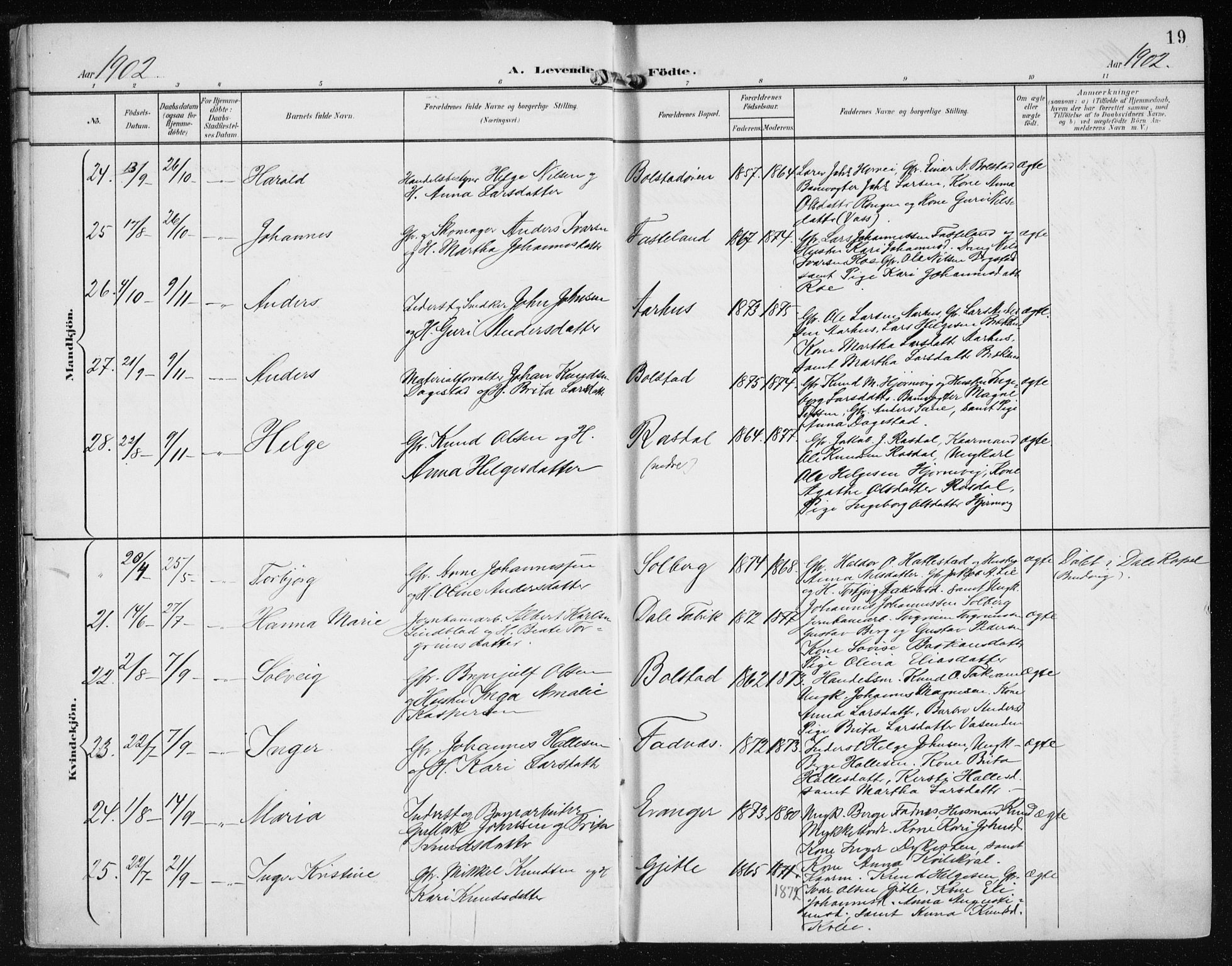 Evanger sokneprestembete, AV/SAB-A-99924: Parish register (official) no. A  3, 1900-1930, p. 19