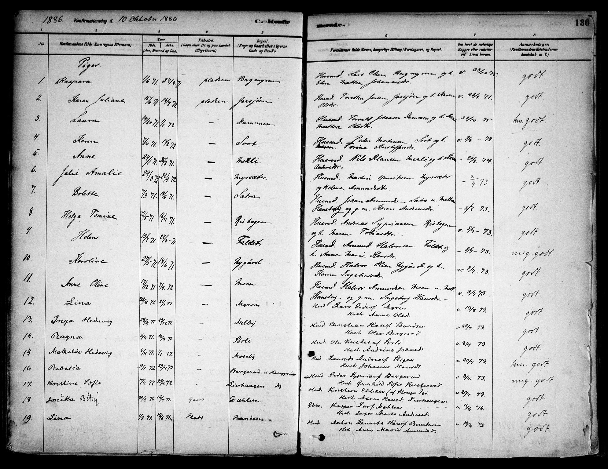 Aurskog prestekontor Kirkebøker, SAO/A-10304a/F/Fa/L0008: Parish register (official) no. I 8, 1878-1937, p. 136