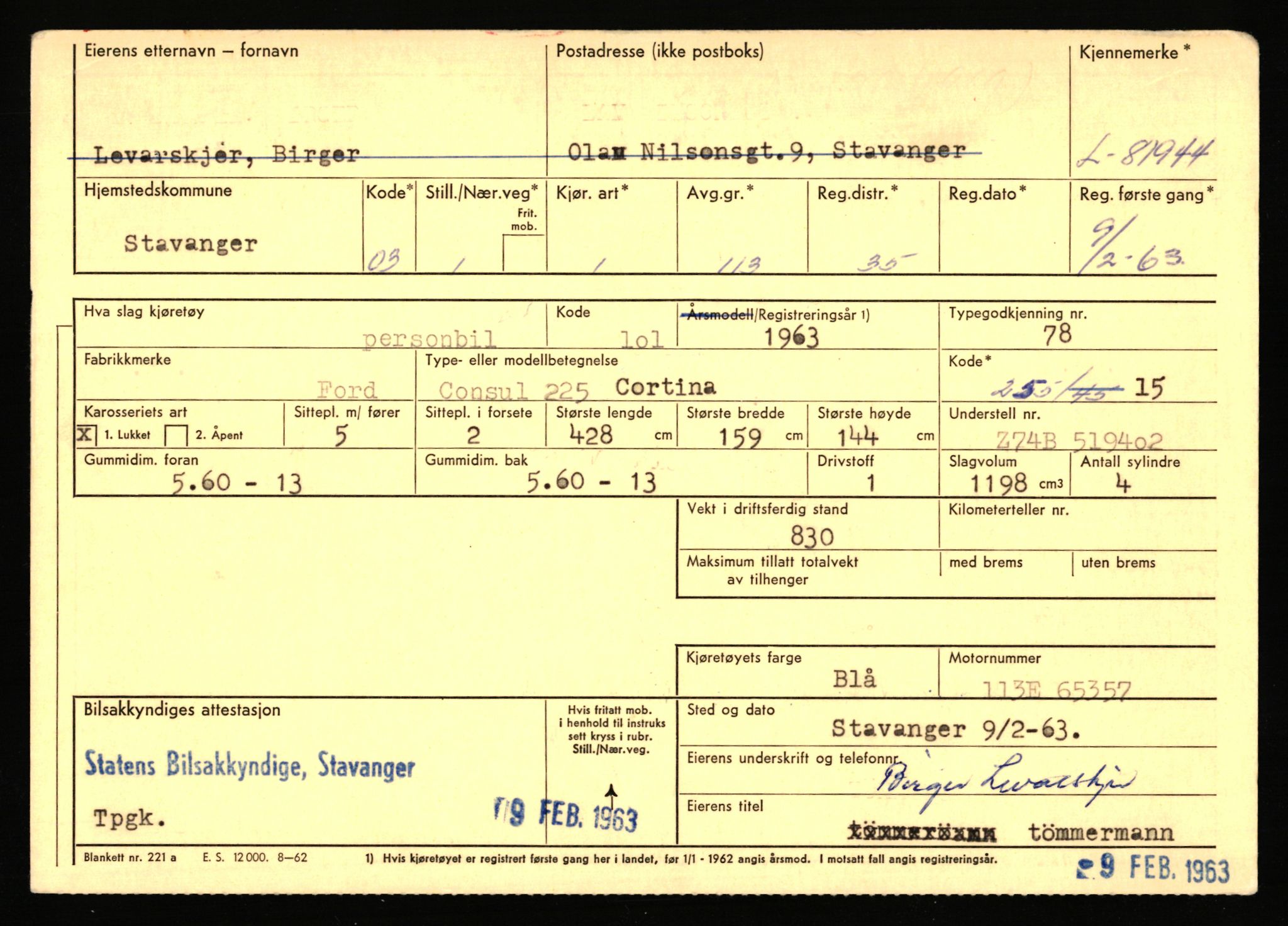 Stavanger trafikkstasjon, SAST/A-101942/0/F/L0071: L-80500 - L-82199, 1930-1971, p. 2393