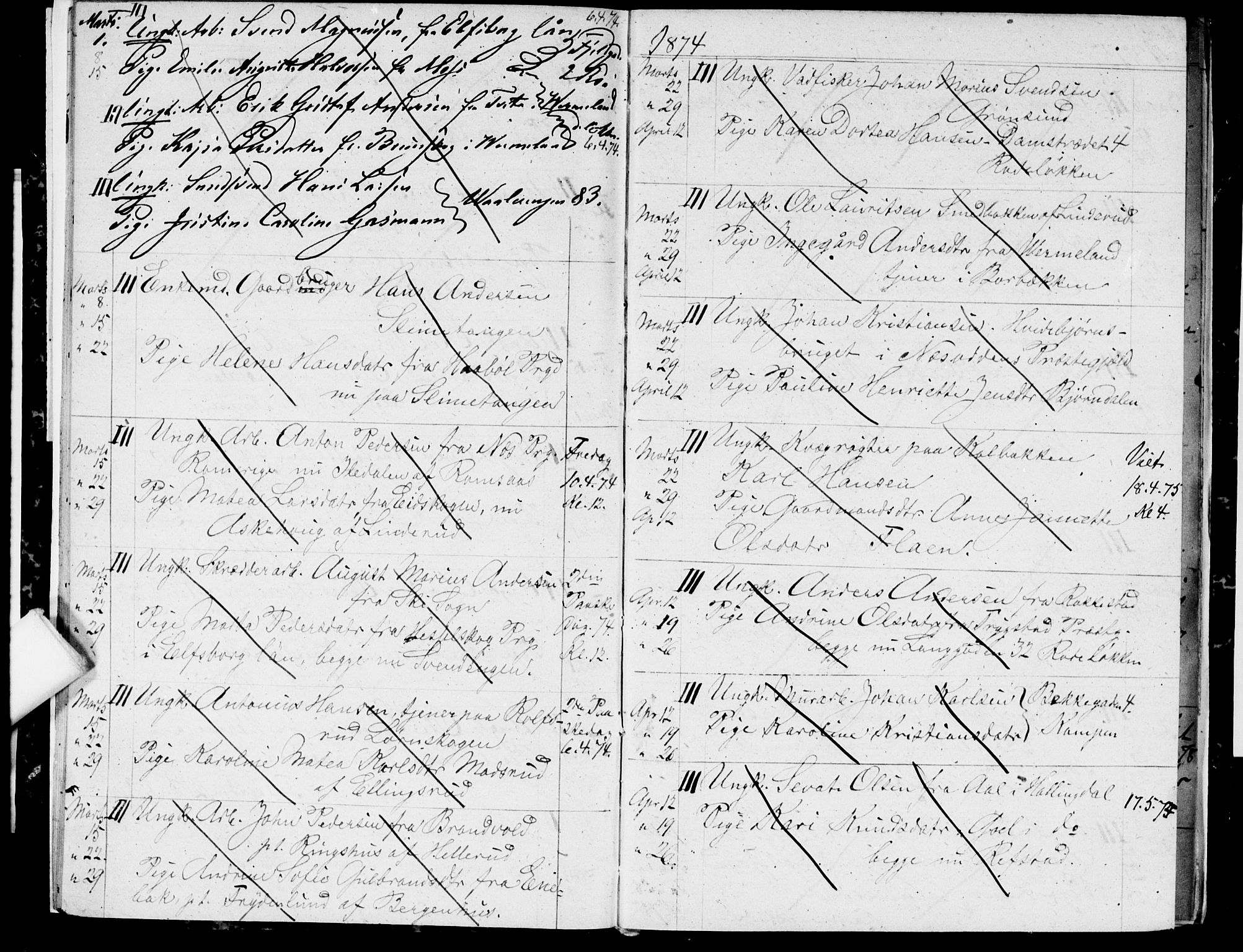 Østre Aker prestekontor Kirkebøker, AV/SAO-A-10840/H/Ha/L0003: Banns register no. I 3, 1873-1878