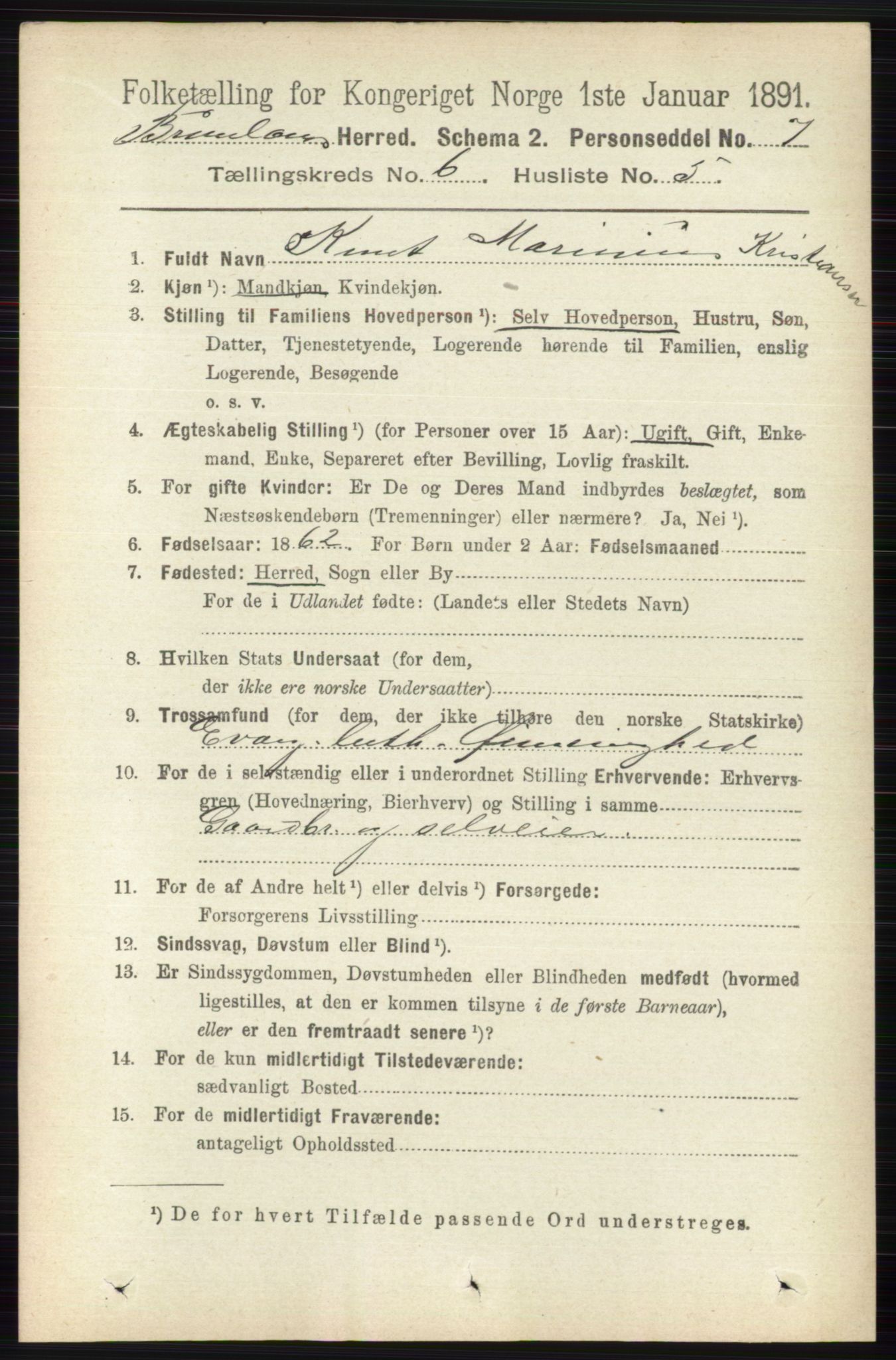 RA, 1891 census for 0726 Brunlanes, 1891, p. 2658