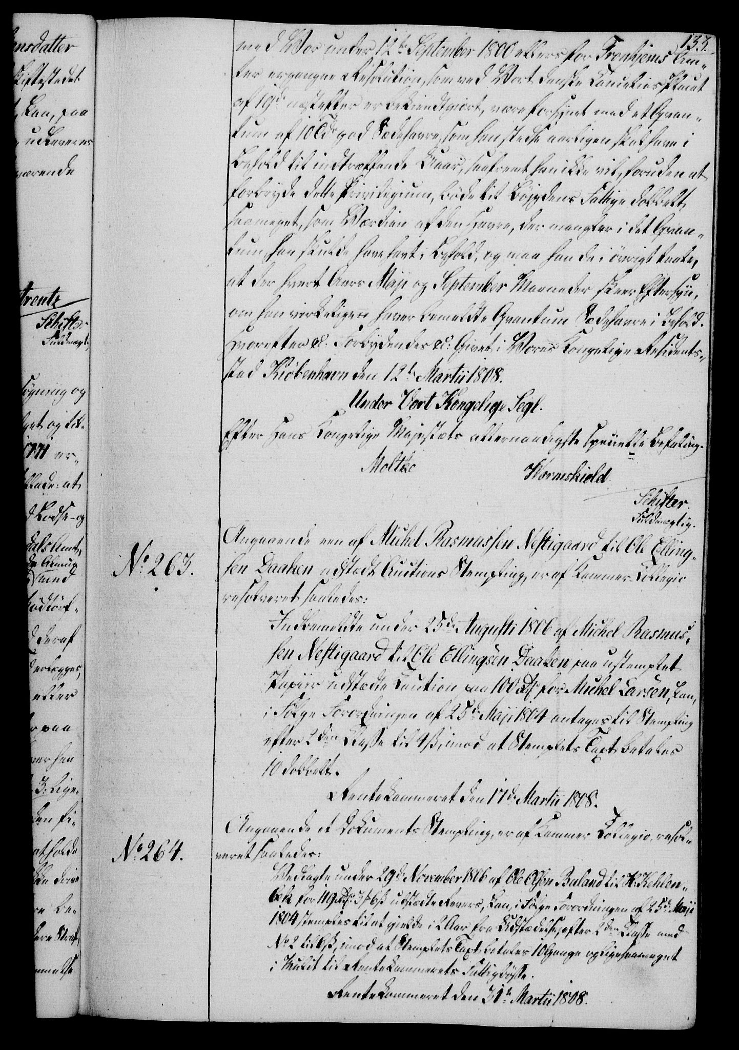 Rentekammeret, Kammerkanselliet, RA/EA-3111/G/Gg/Gga/L0019: Norsk ekspedisjonsprotokoll med register (merket RK 53.19), 1807-1810, p. 133
