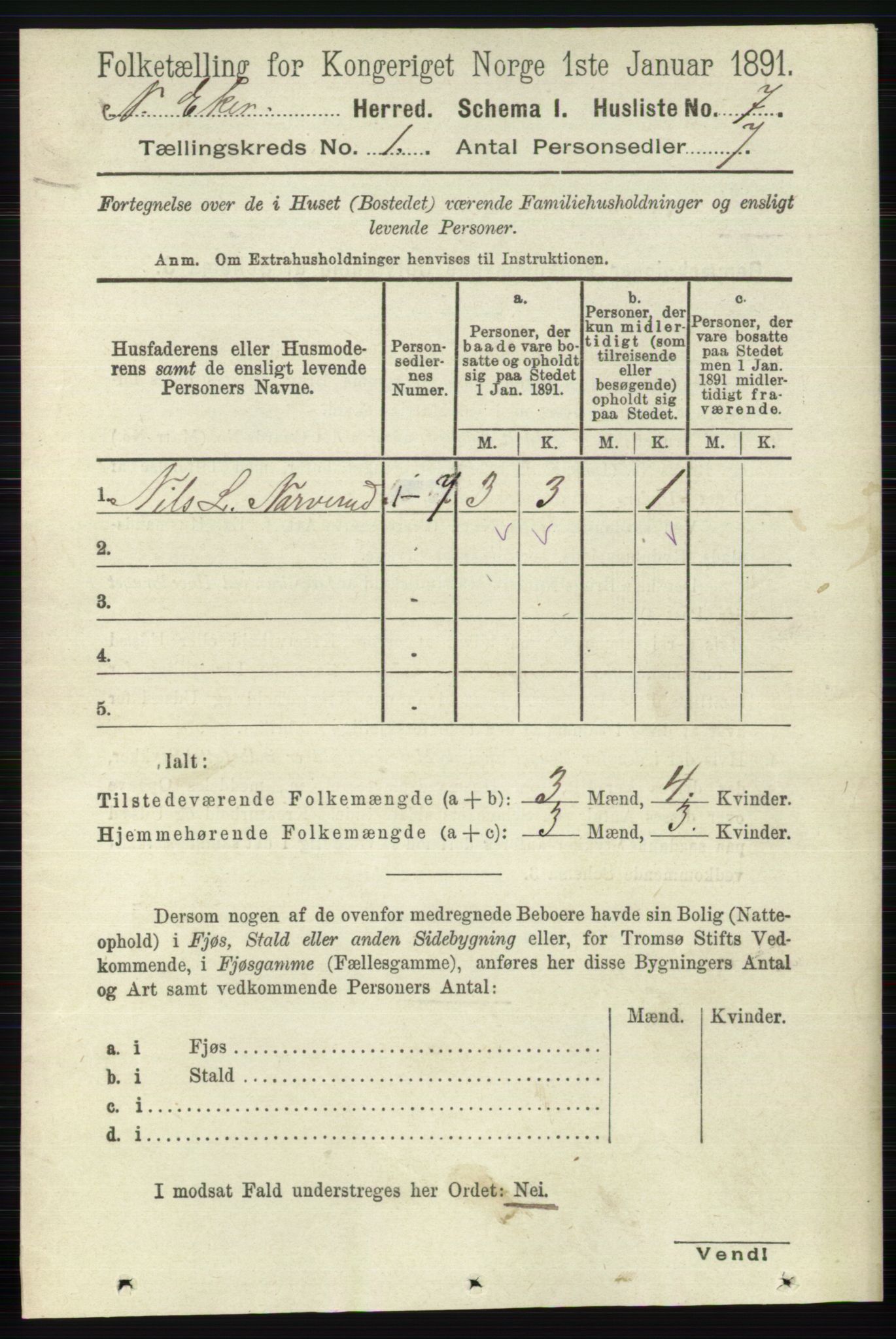 RA, 1891 census for 0625 Nedre Eiker, 1891, p. 31