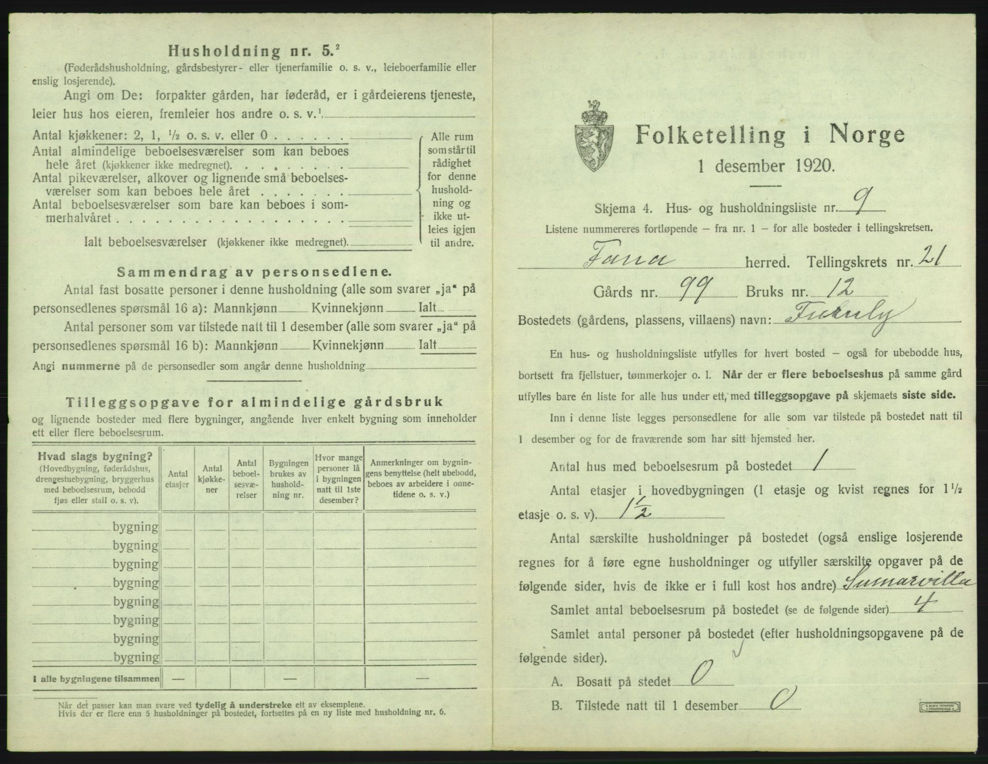 SAB, 1920 census for Fana, 1920, p. 3058