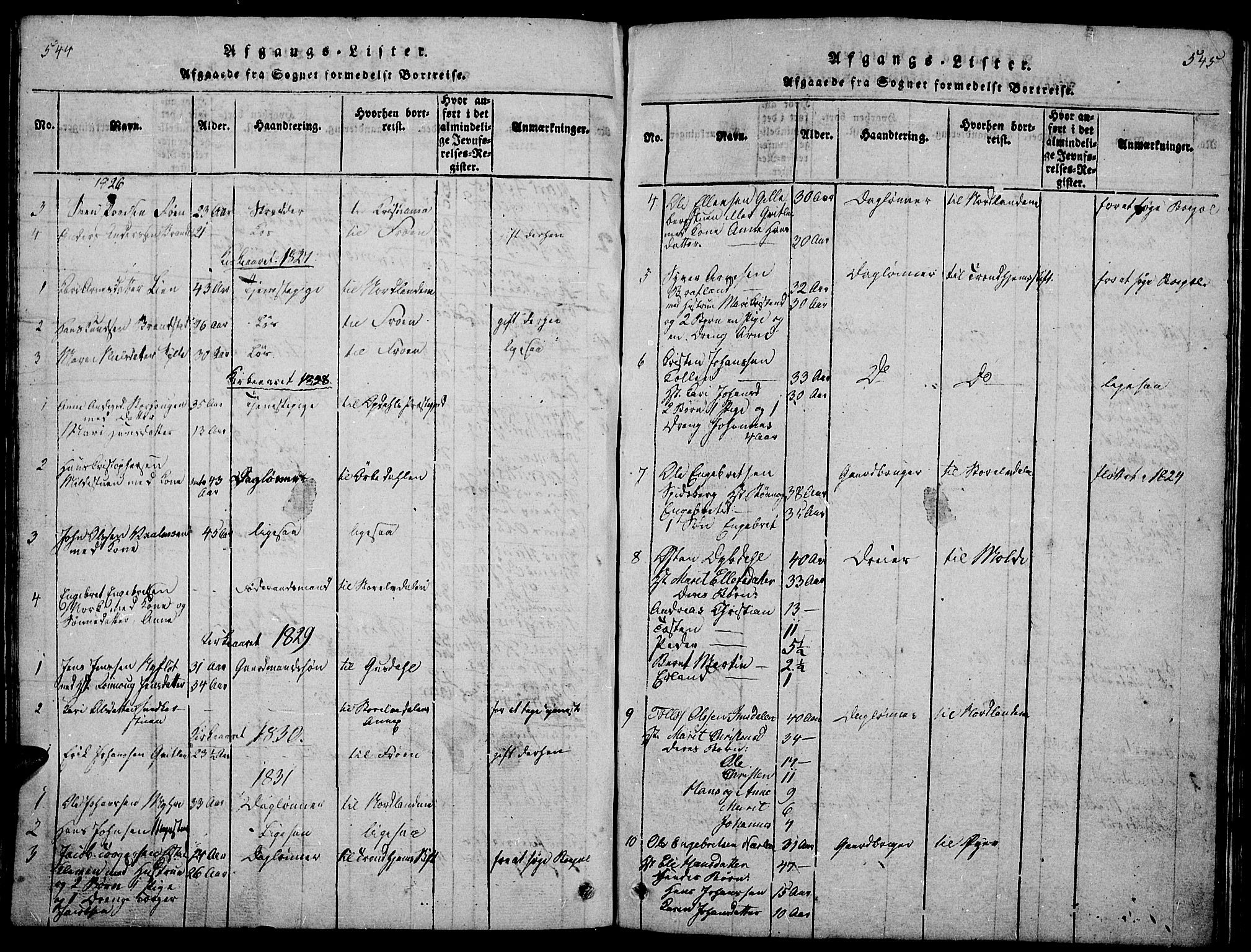 Ringebu prestekontor, SAH/PREST-082/H/Ha/Hab/L0001: Parish register (copy) no. 1, 1821-1839, p. 544-545