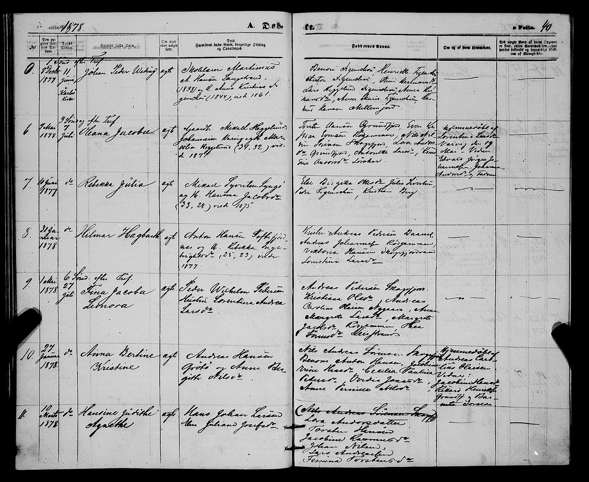 Karlsøy sokneprestembete, SATØ/S-1299/H/Ha/Haa/L0010kirke: Parish register (official) no. 10, 1867-1878, p. 40