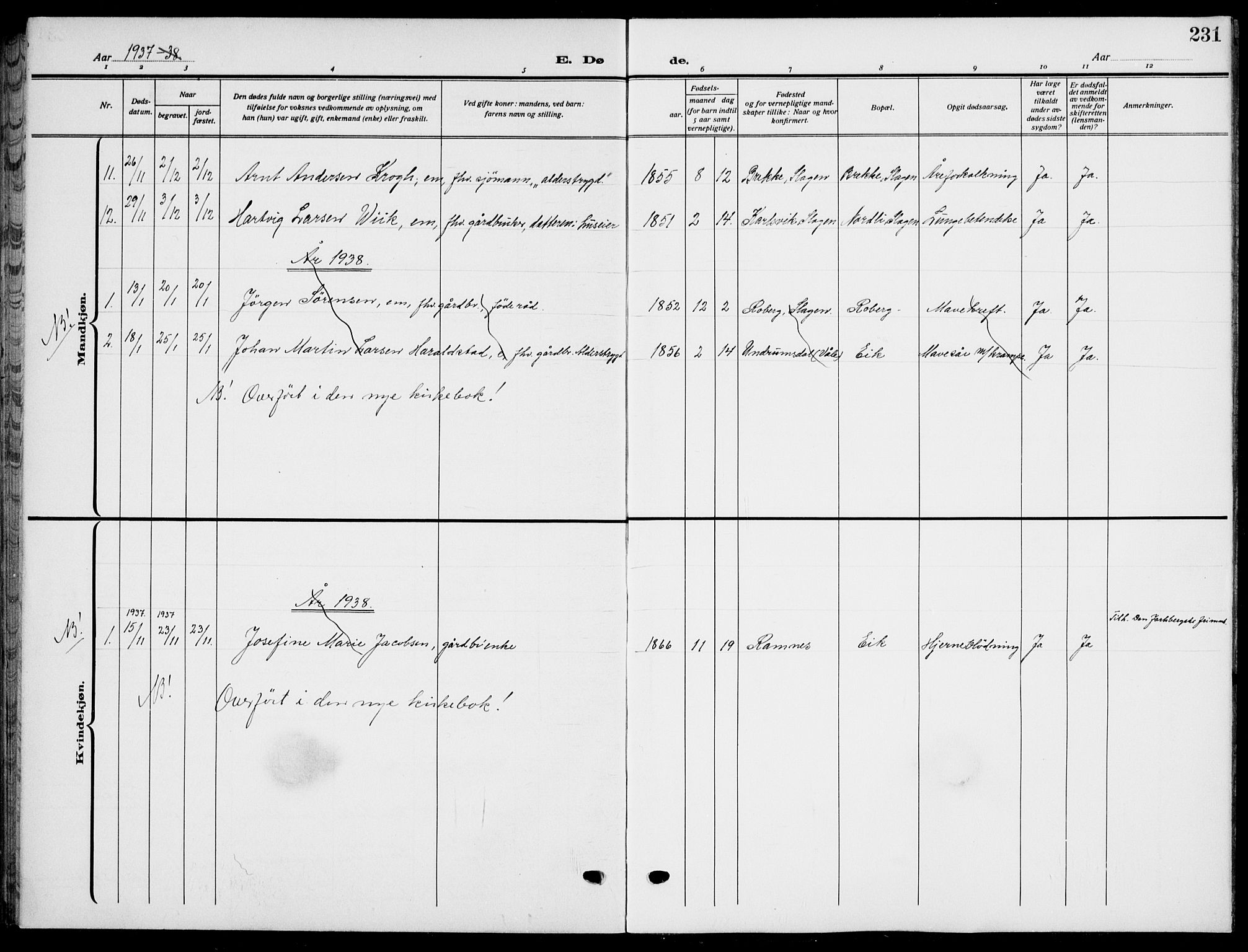 Sem kirkebøker, AV/SAKO-A-5/G/Gb/L0004: Parish register (copy) no. II 4, 1914-1937, p. 231