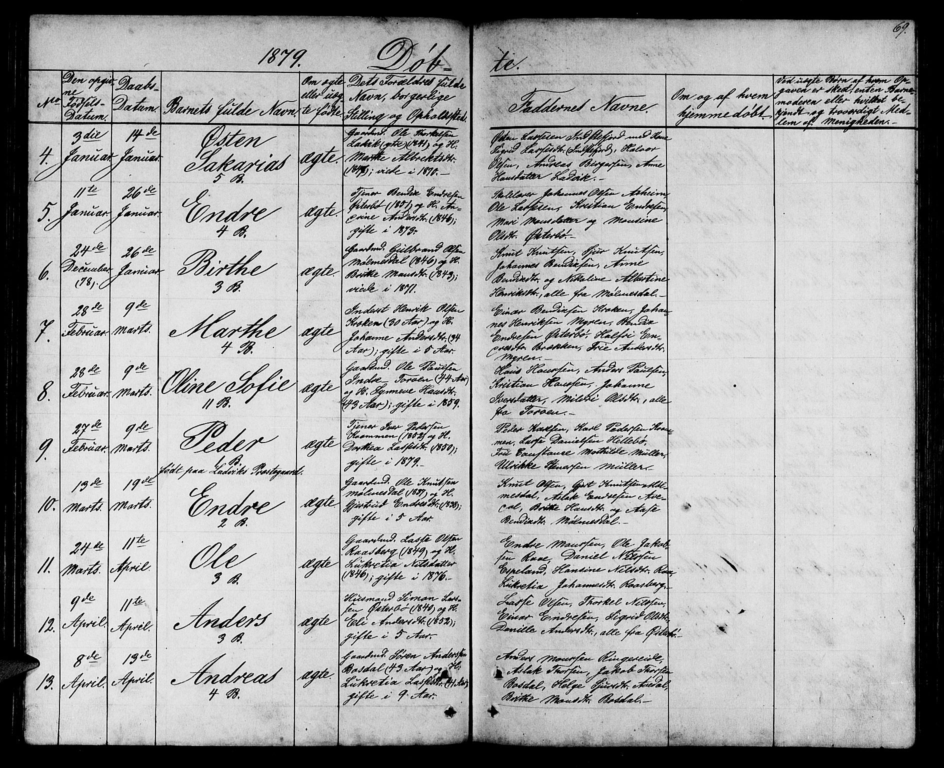 Lavik sokneprestembete, AV/SAB-A-80901: Parish register (copy) no. A 1, 1854-1881, p. 69