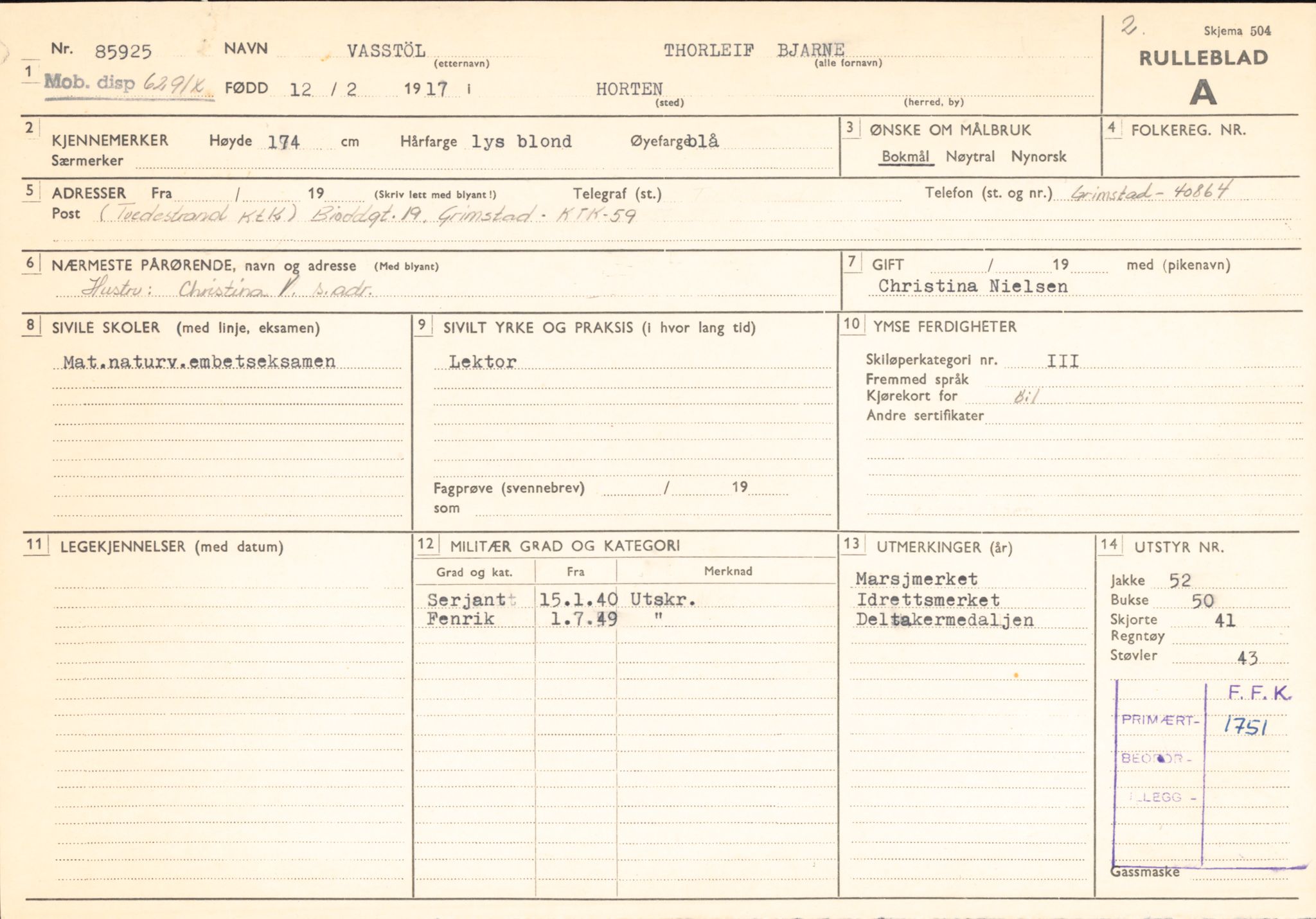 Forsvaret, Forsvarets overkommando/Luftforsvarsstaben, AV/RA-RAFA-4079/P/Pa/L0052: Personellpapirer, 1917, p. 427