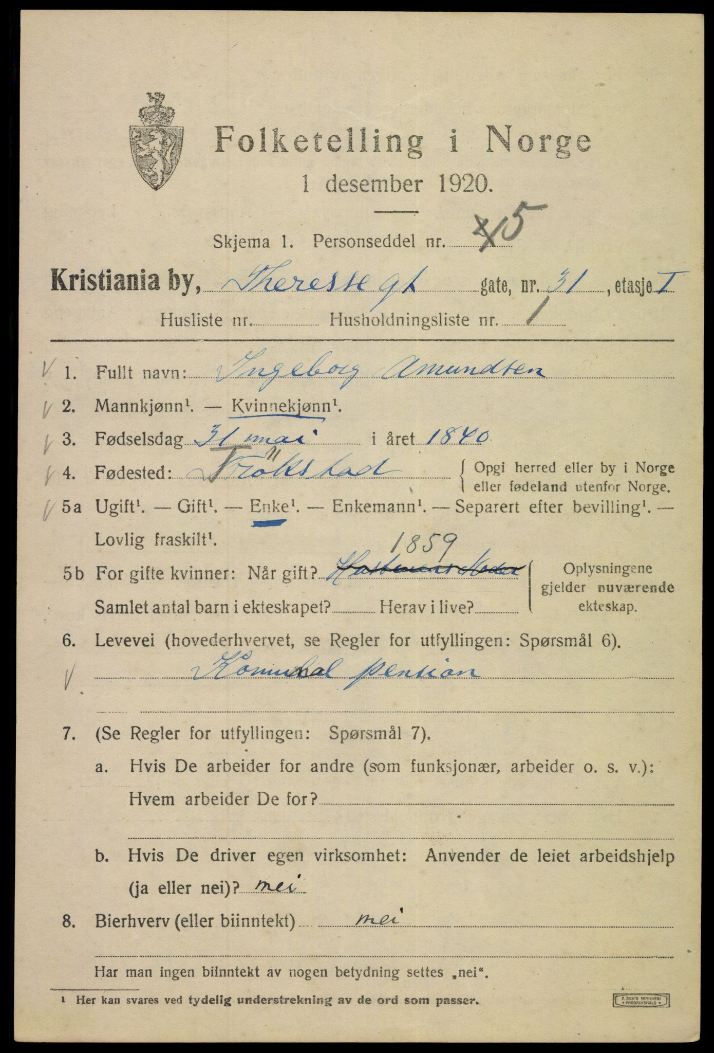 SAO, 1920 census for Kristiania, 1920, p. 569155