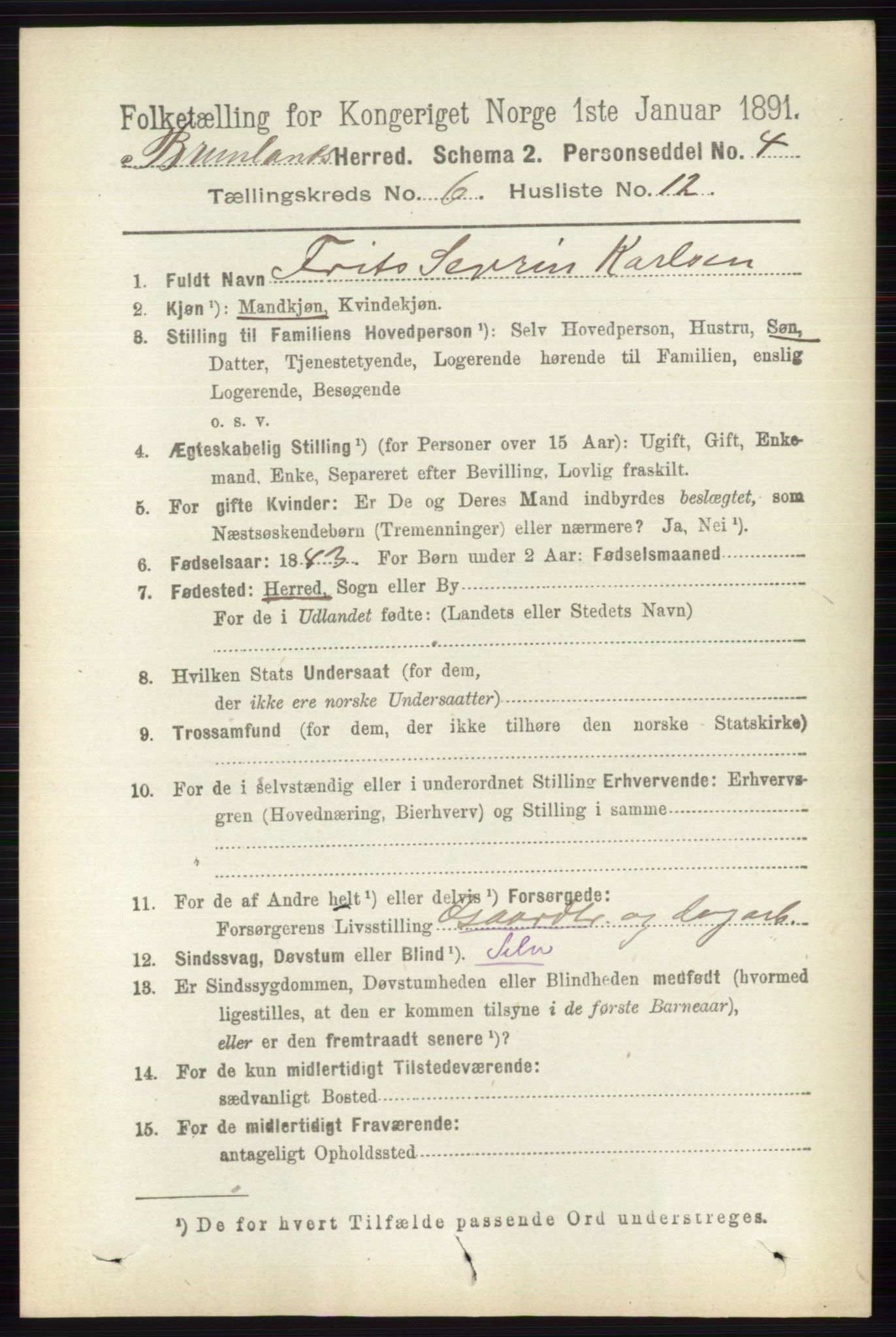 RA, 1891 census for 0726 Brunlanes, 1891, p. 2700