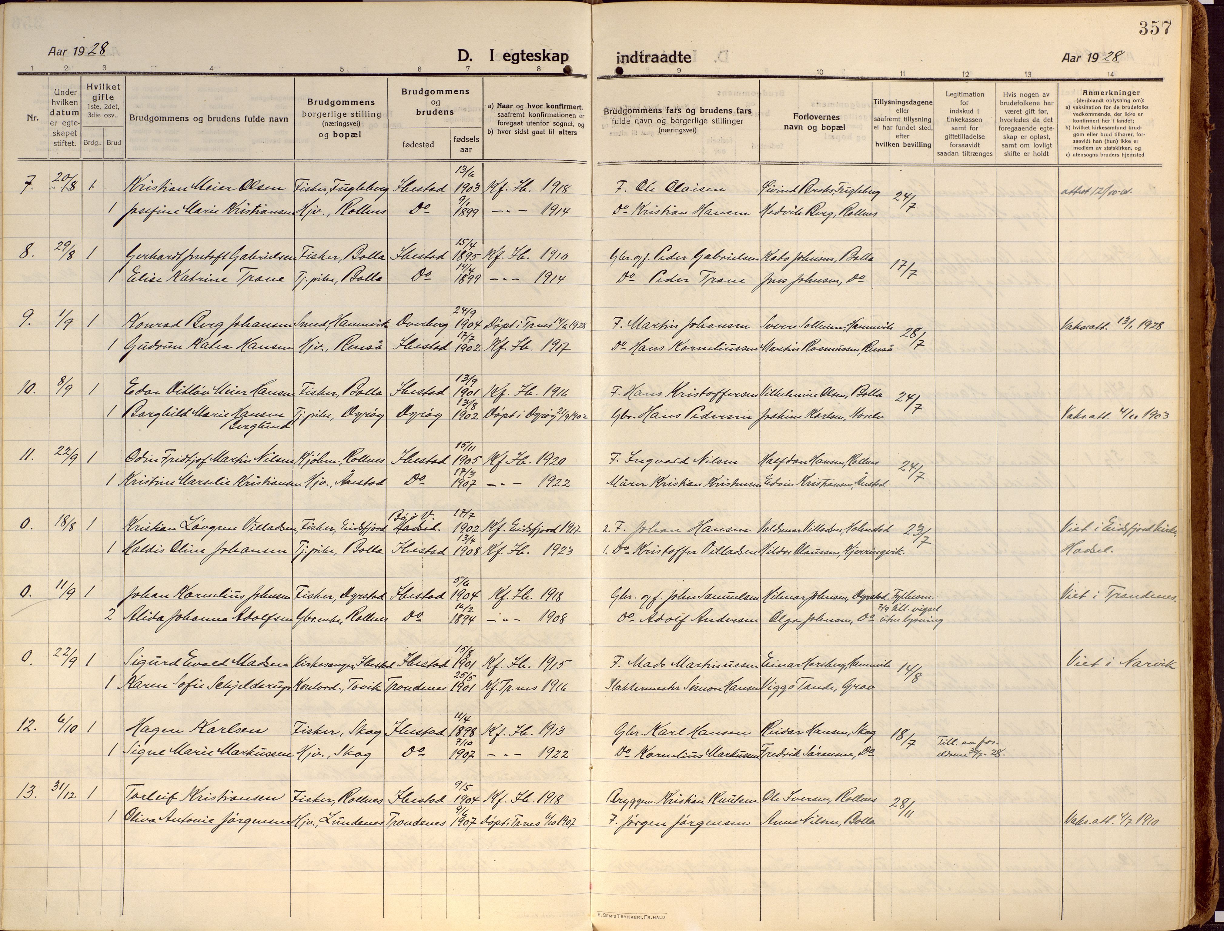 Ibestad sokneprestembete, SATØ/S-0077/H/Ha/Haa/L0018kirke: Parish register (official) no. 18, 1915-1929, p. 357
