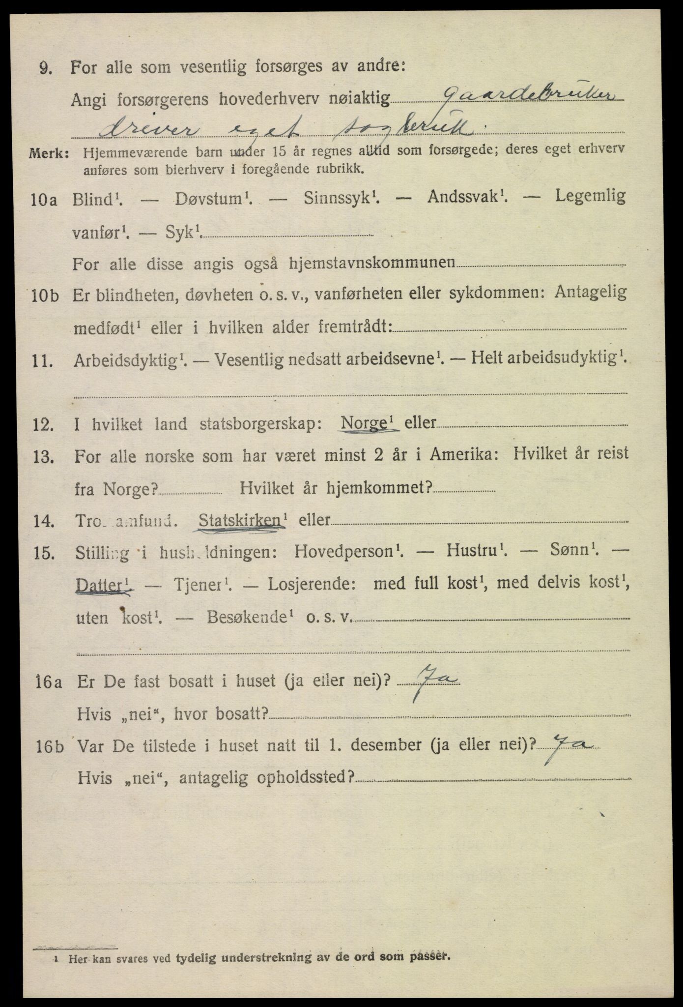 SAK, 1920 census for Evje, 1920, p. 2851