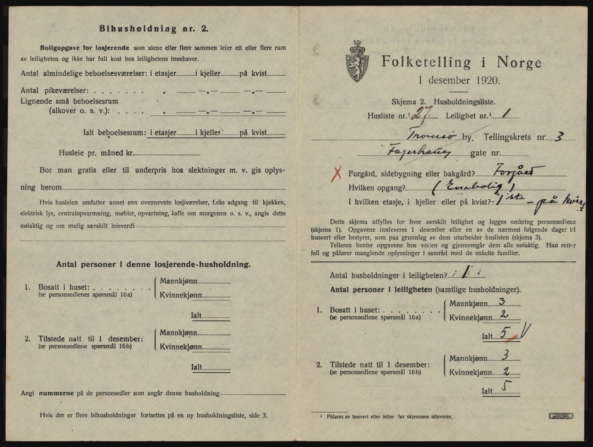 SATØ, 1920 census for Tromsø, 1920, p. 3197