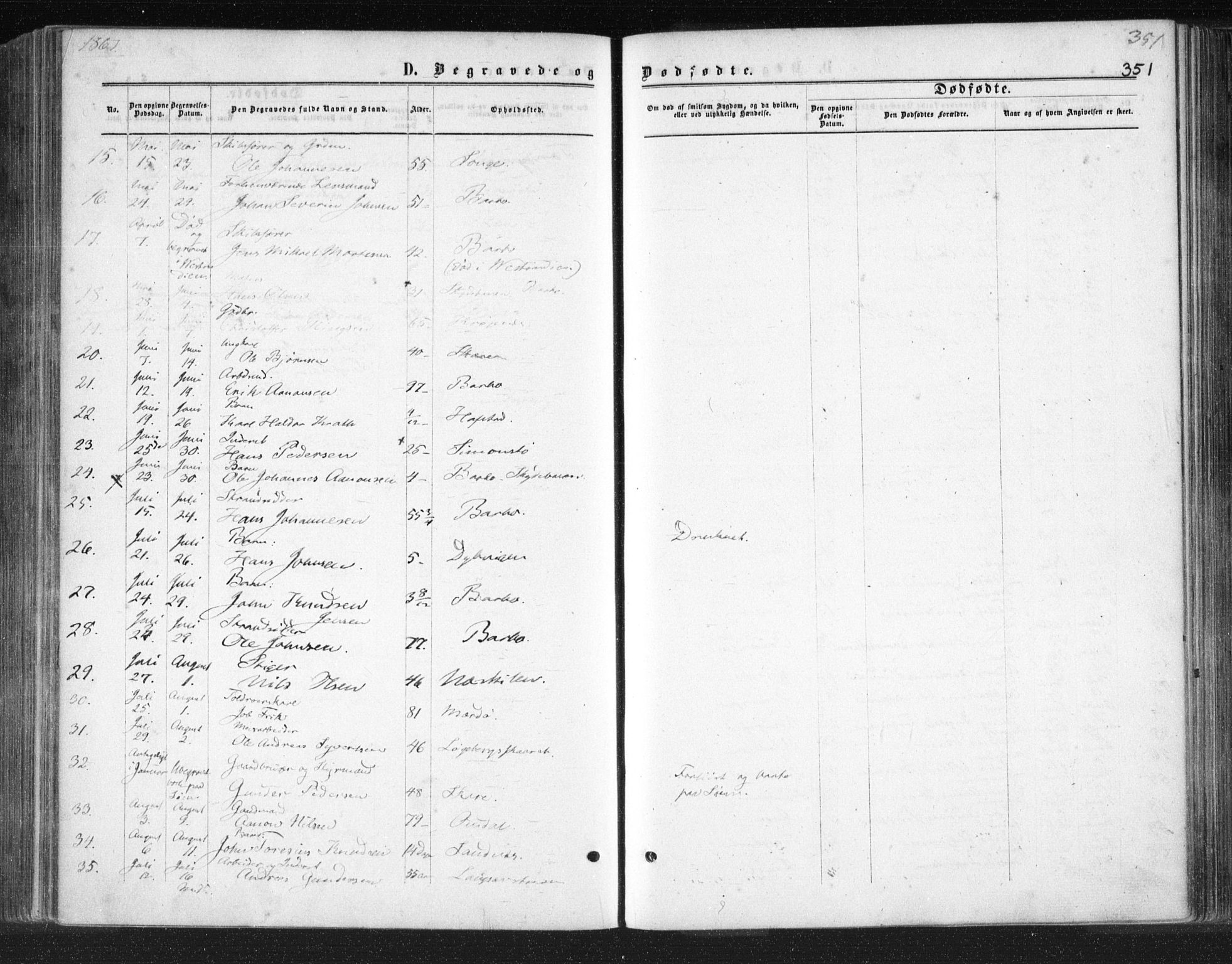 Tromøy sokneprestkontor, AV/SAK-1111-0041/F/Fa/L0007: Parish register (official) no. A 7, 1864-1869, p. 351