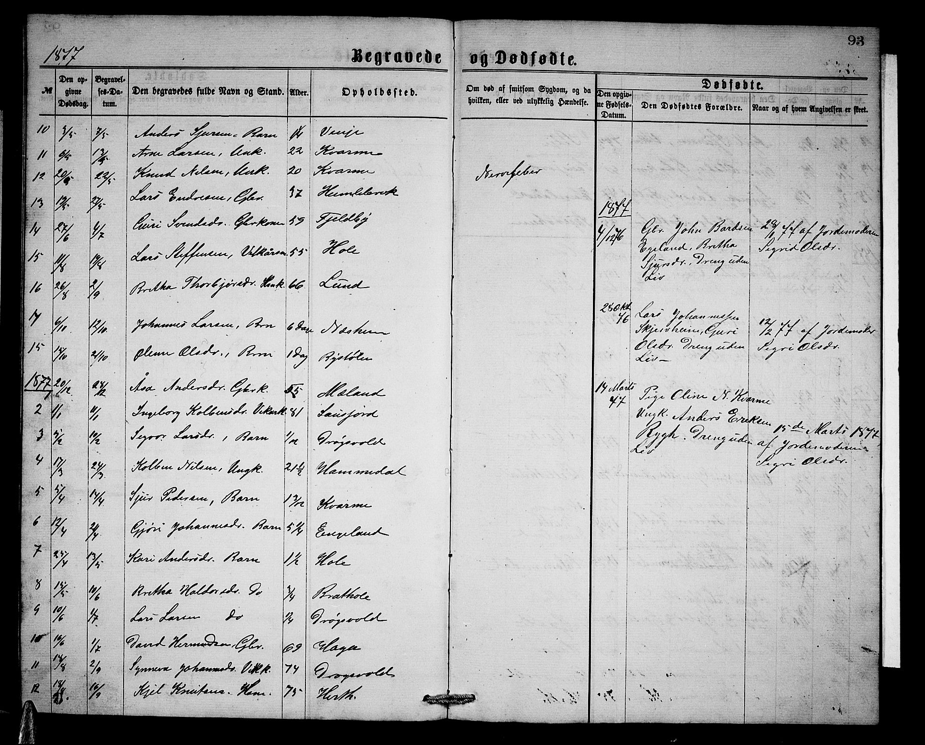 Vossestrand Sokneprestembete, AV/SAB-A-79101/H/Hab: Parish register (copy) no. B 2, 1865-1879, p. 93