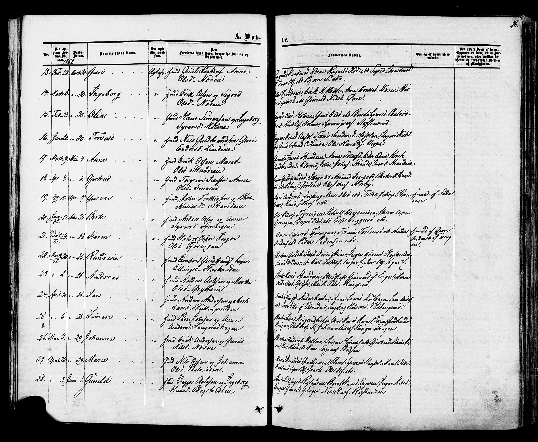 Ådal kirkebøker, SAKO/A-248/F/Fa/L0001: Parish register (official) no. I 1, 1857-1883, p. 26