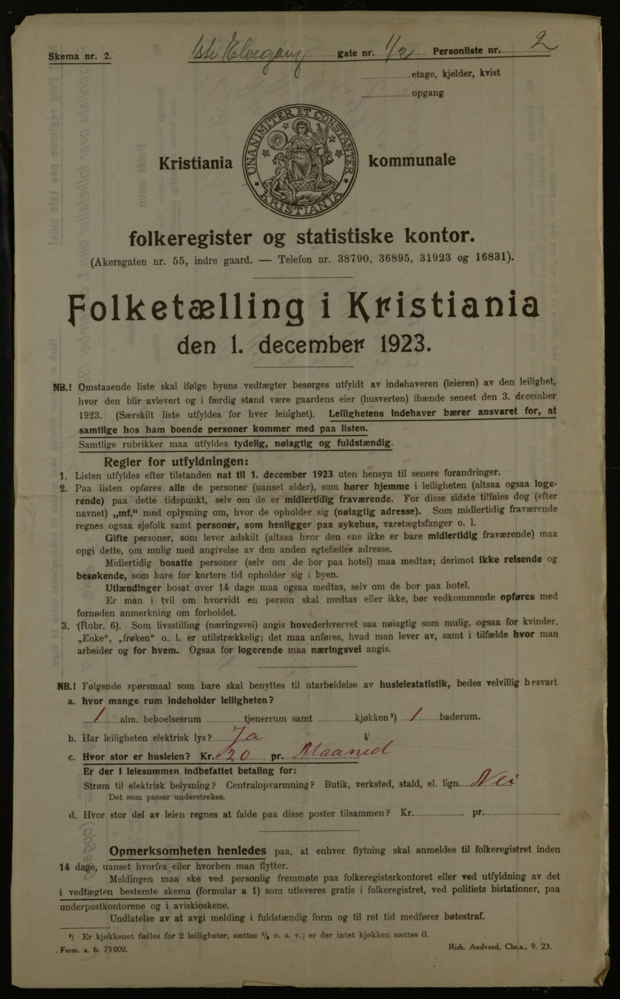 OBA, Municipal Census 1923 for Kristiania, 1923, p. 23232