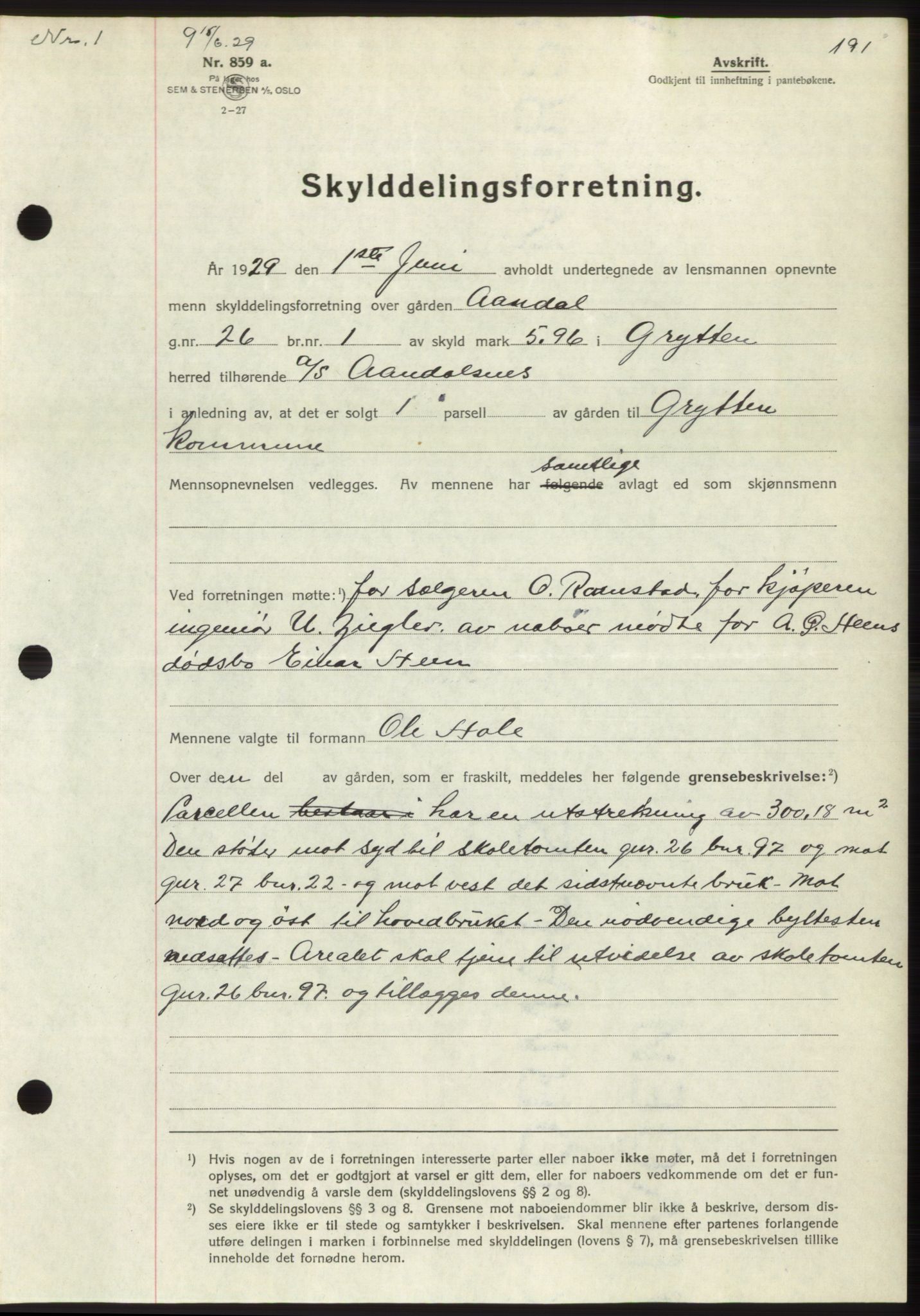 Romsdal sorenskriveri, AV/SAT-A-4149/1/2/2C/L0056: Mortgage book no. 50, 1929-1929, Deed date: 15.06.1929