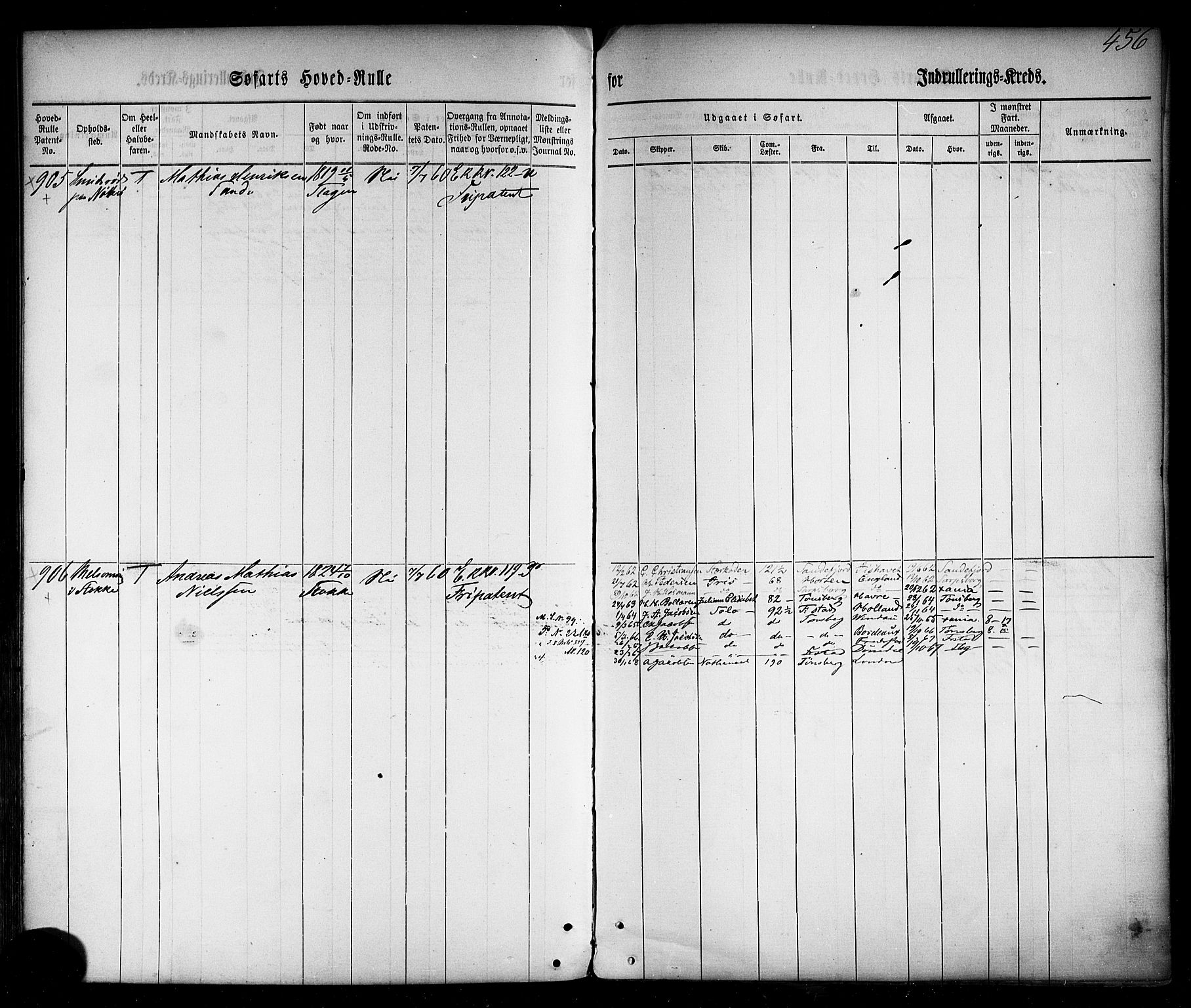 Tønsberg innrulleringskontor, SAKO/A-786/F/Fc/Fca/L0001: Hovedrulle Patent nr. 1-1428, 1860-1861, p. 498