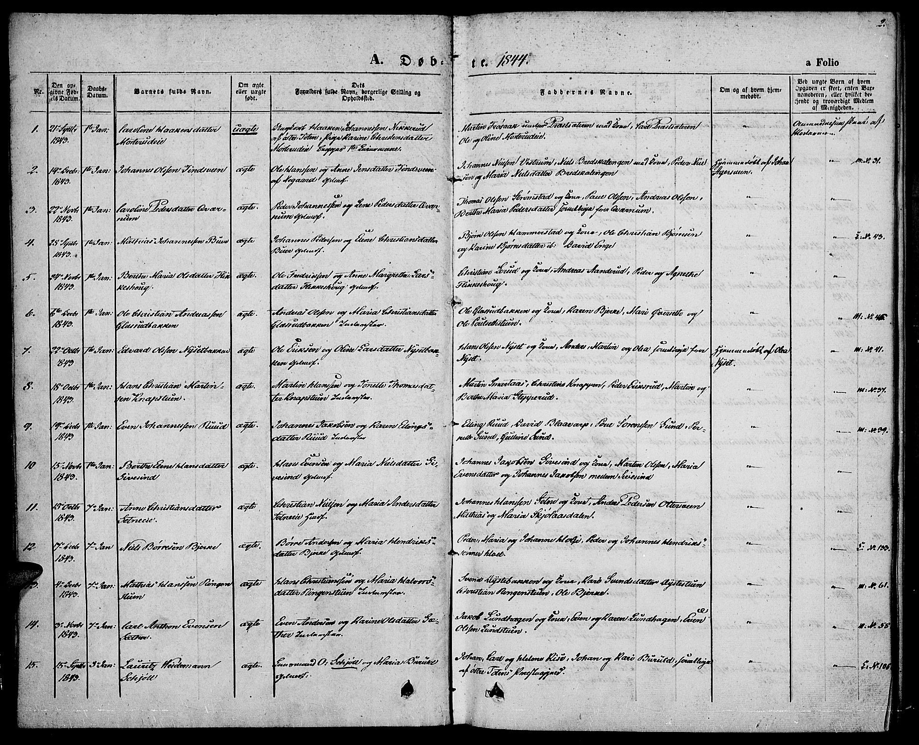 Vestre Toten prestekontor, AV/SAH-PREST-108/H/Ha/Haa/L0004: Parish register (official) no. 4, 1844-1849, p. 2