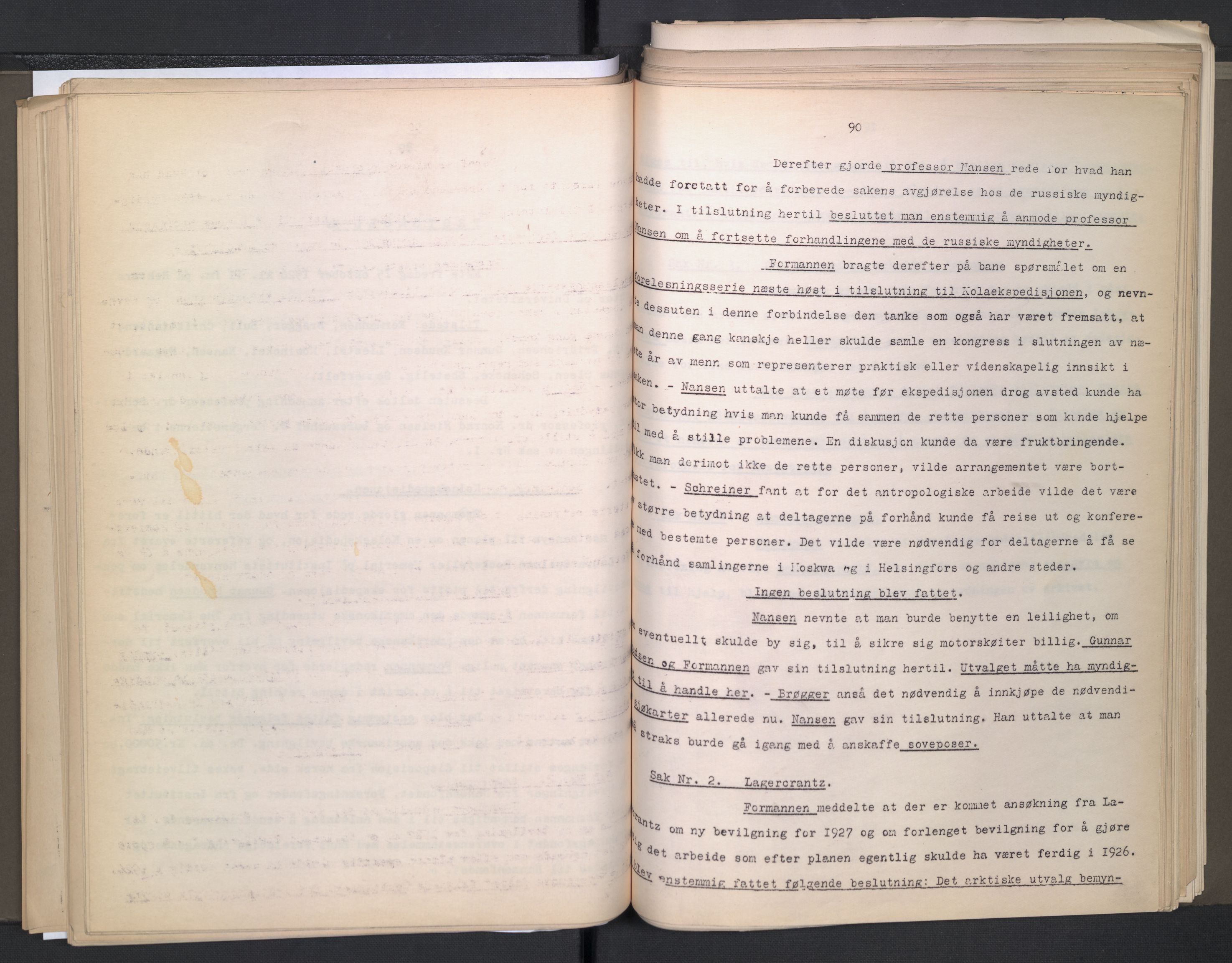 Instituttet for sammenlignende kulturforskning, AV/RA-PA-0424/A/L0005: Styreprotokoll, 1923-1930, p. 91