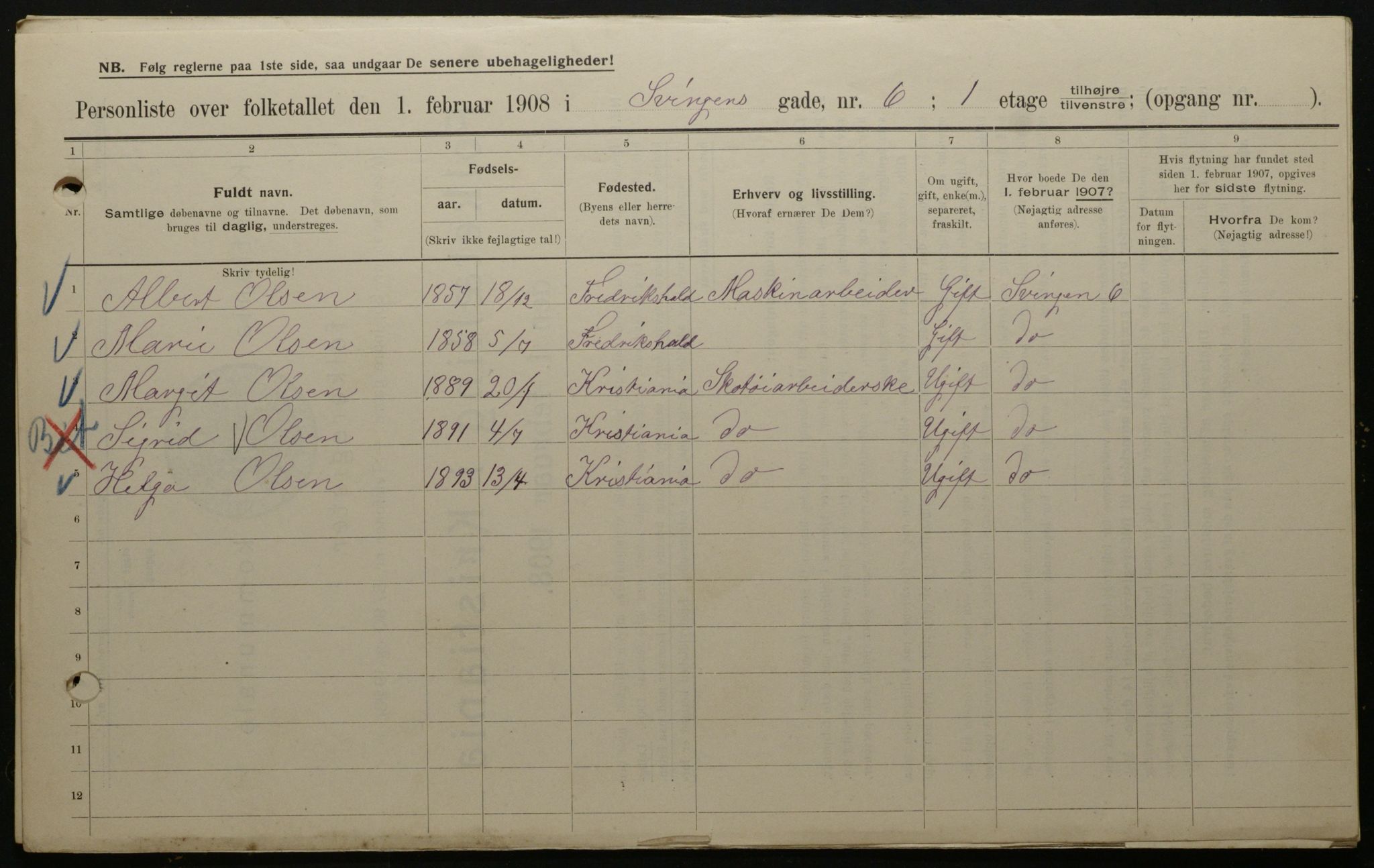 OBA, Municipal Census 1908 for Kristiania, 1908, p. 95431