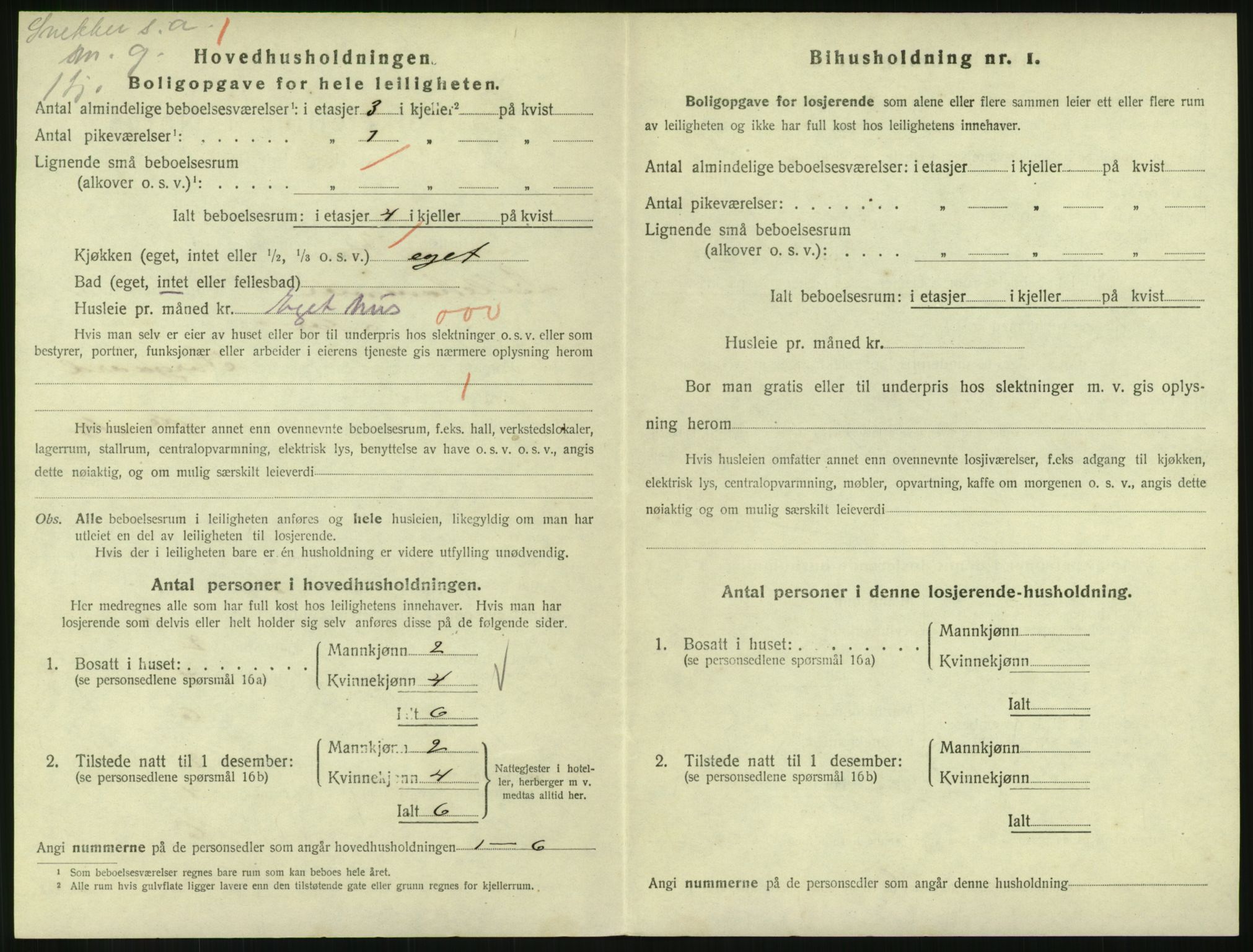 SAH, 1920 census for Lillehammer, 1920, p. 1423