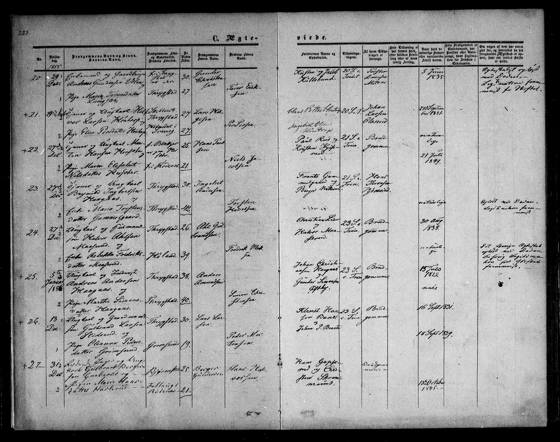 Trøgstad prestekontor Kirkebøker, AV/SAO-A-10925/F/Fa/L0008.b: Parish register (official) no. I 8B, 1855-1864, p. 223