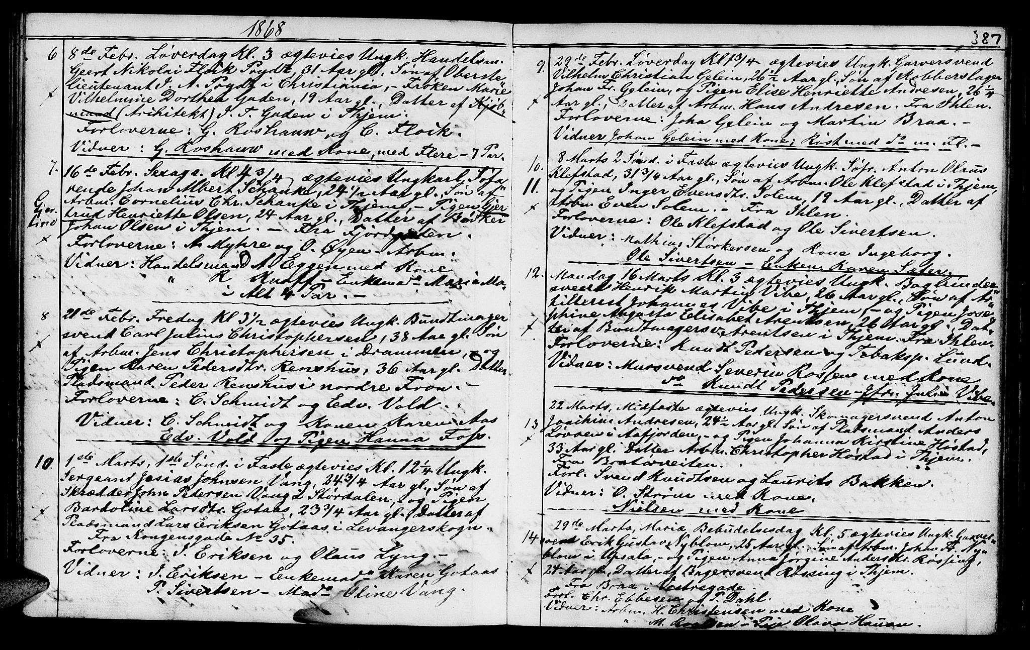 Ministerialprotokoller, klokkerbøker og fødselsregistre - Sør-Trøndelag, SAT/A-1456/602/L0140: Parish register (copy) no. 602C08, 1864-1872, p. 386-387