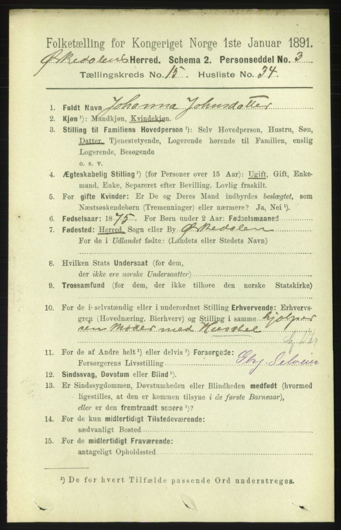 RA, 1891 census for 1638 Orkdal, 1891, p. 7110