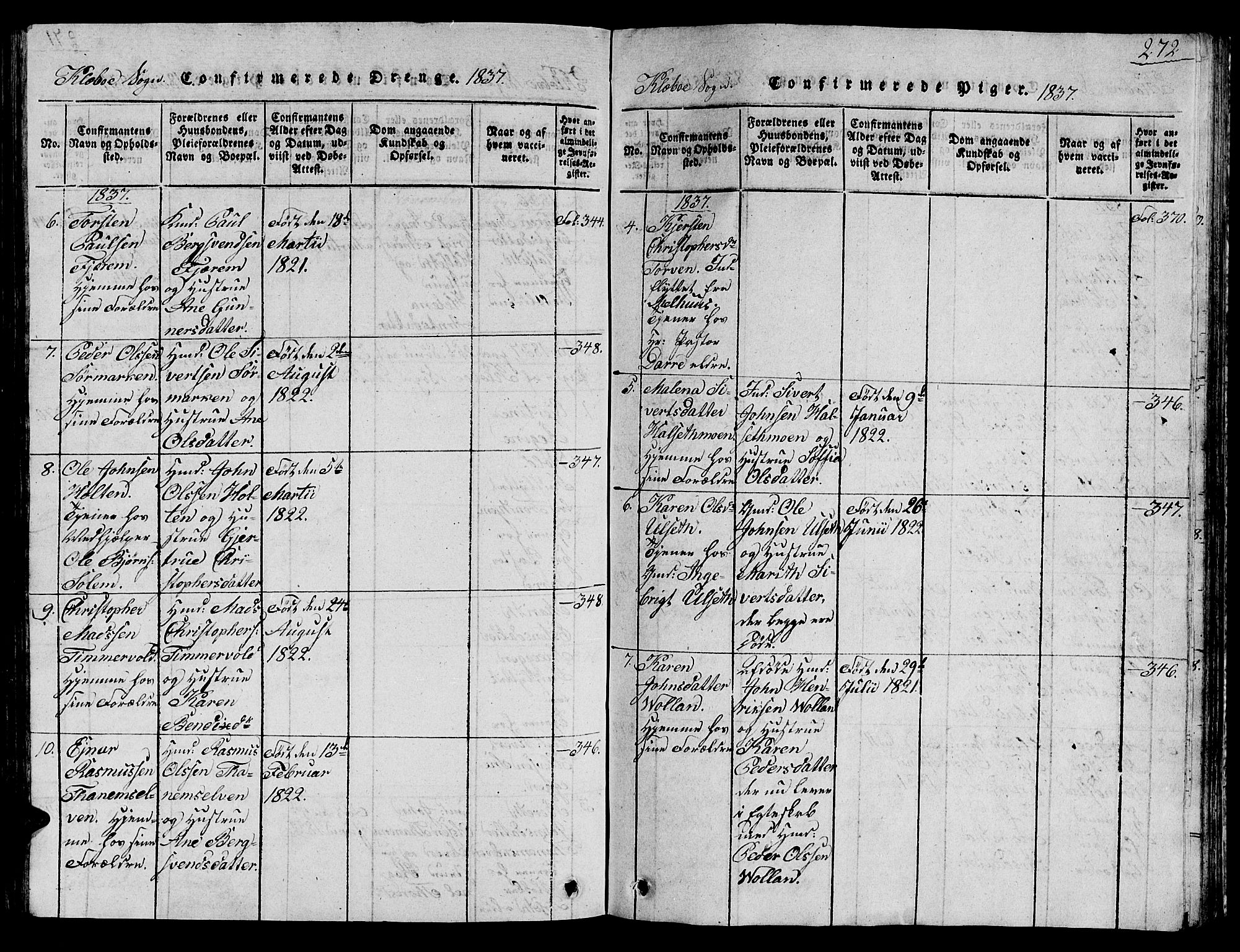 Ministerialprotokoller, klokkerbøker og fødselsregistre - Sør-Trøndelag, SAT/A-1456/618/L0450: Parish register (copy) no. 618C01, 1816-1865, p. 272