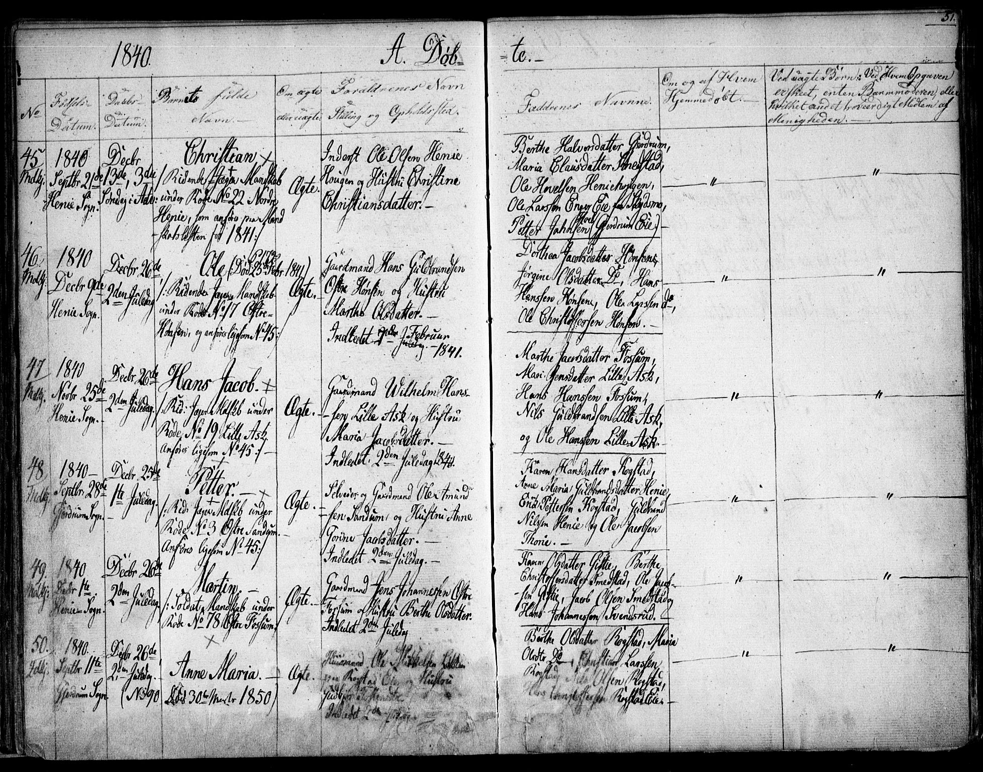 Gjerdrum prestekontor Kirkebøker, SAO/A-10412b/F/Fa/L0005: Parish register (official) no. I 5, 1835-1845, p. 51