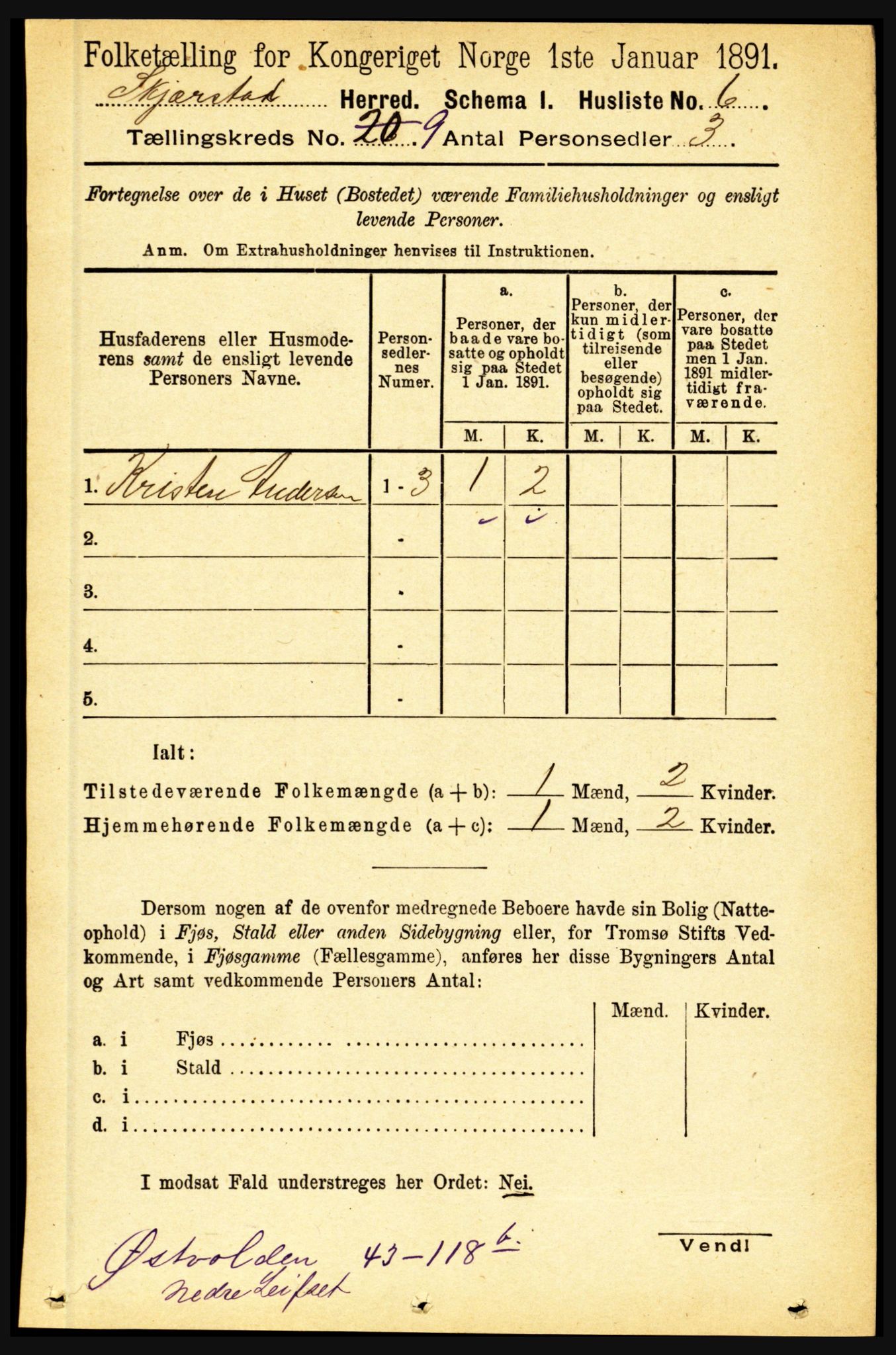 RA, 1891 census for 1842 Skjerstad, 1891, p. 3298