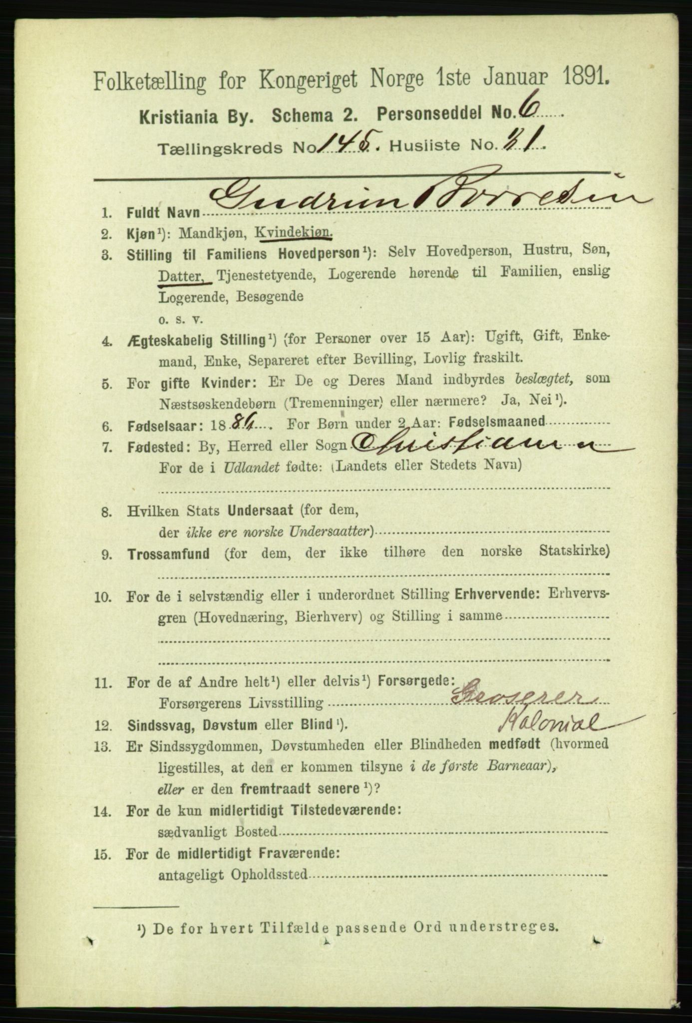 RA, 1891 census for 0301 Kristiania, 1891, p. 79989