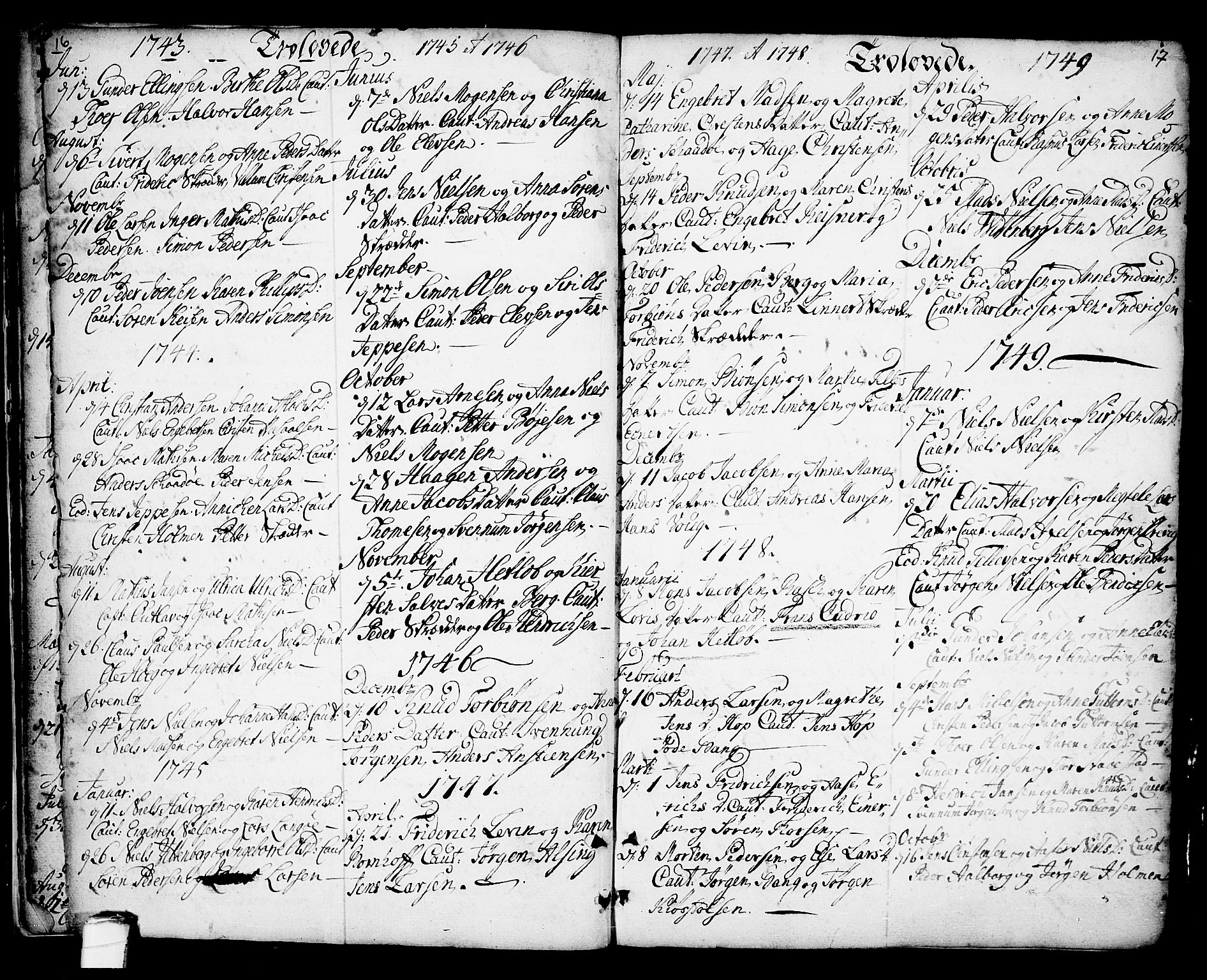 Kragerø kirkebøker, SAKO/A-278/F/Fa/L0001: Parish register (official) no. 1, 1702-1766, p. 16-17