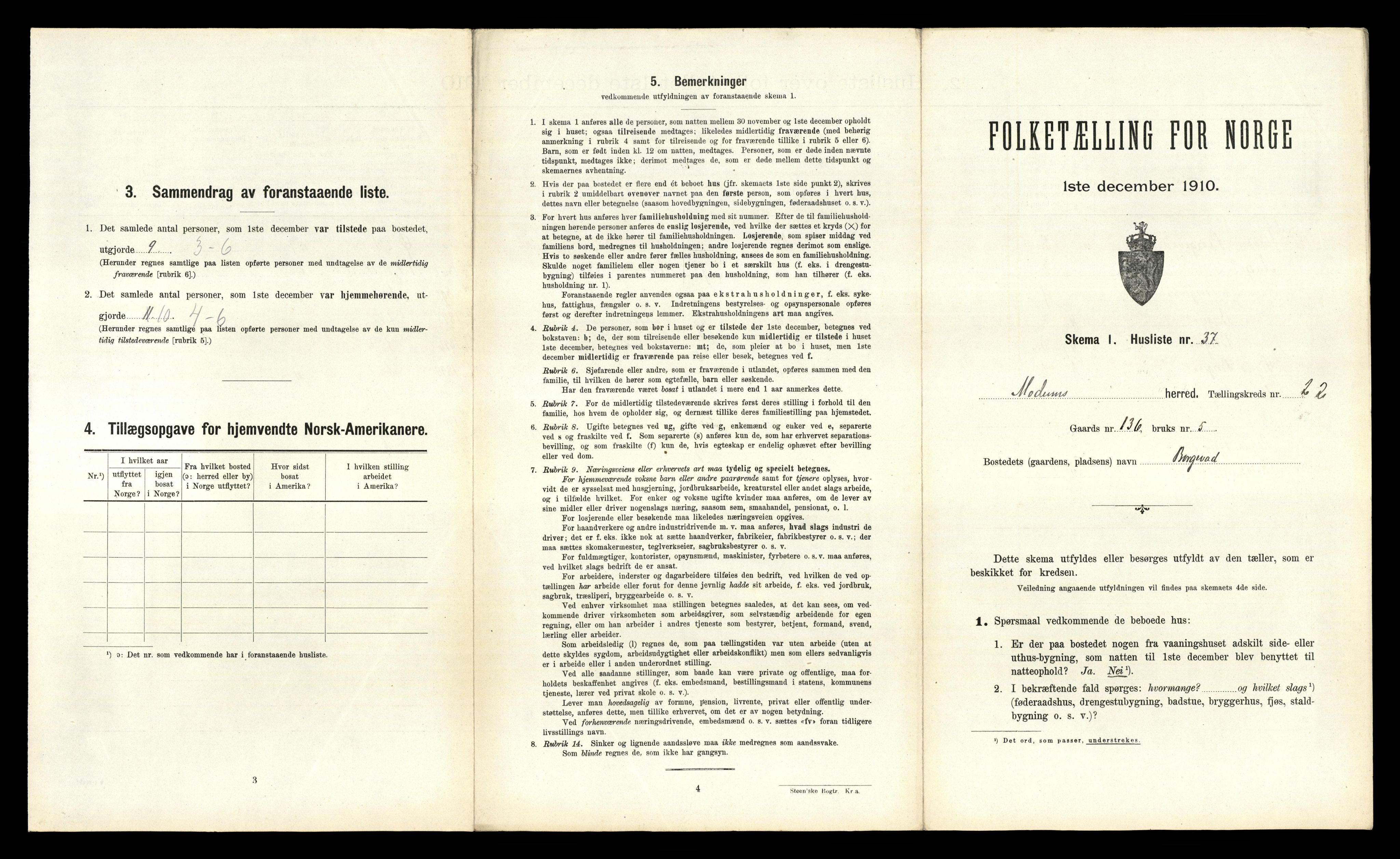 RA, 1910 census for Modum, 1910, p. 3514