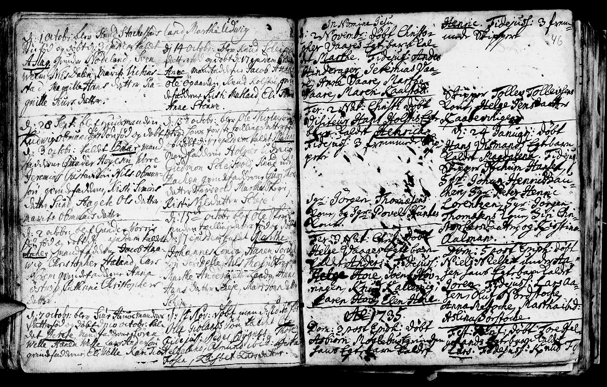 Avaldsnes sokneprestkontor, AV/SAST-A -101851/H/Ha/Haa/L0001: Parish register (official) no. A 1, 1711-1764, p. 46