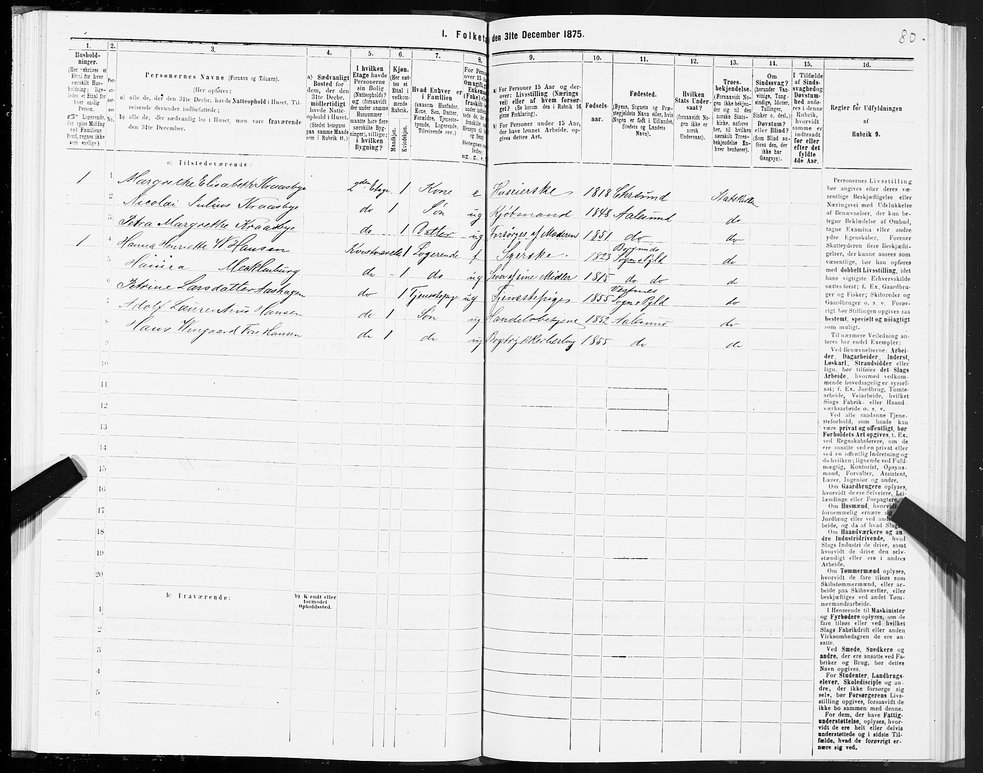 SAT, 1875 census for 1501P Ålesund, 1875, p. 2080