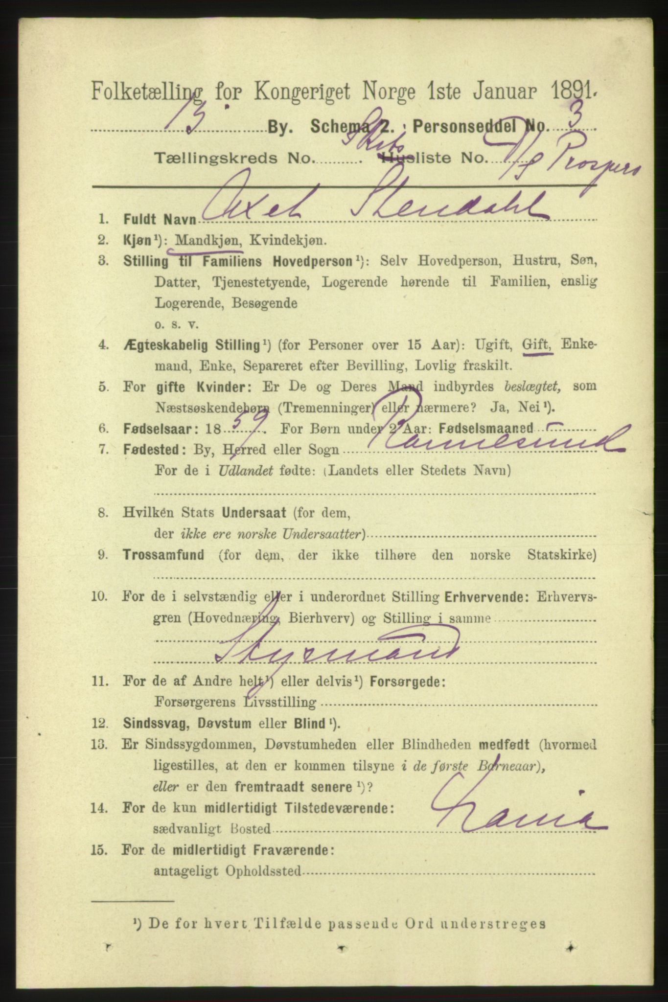 RA, 1891 census for 0602 Drammen, 1891, p. 25609