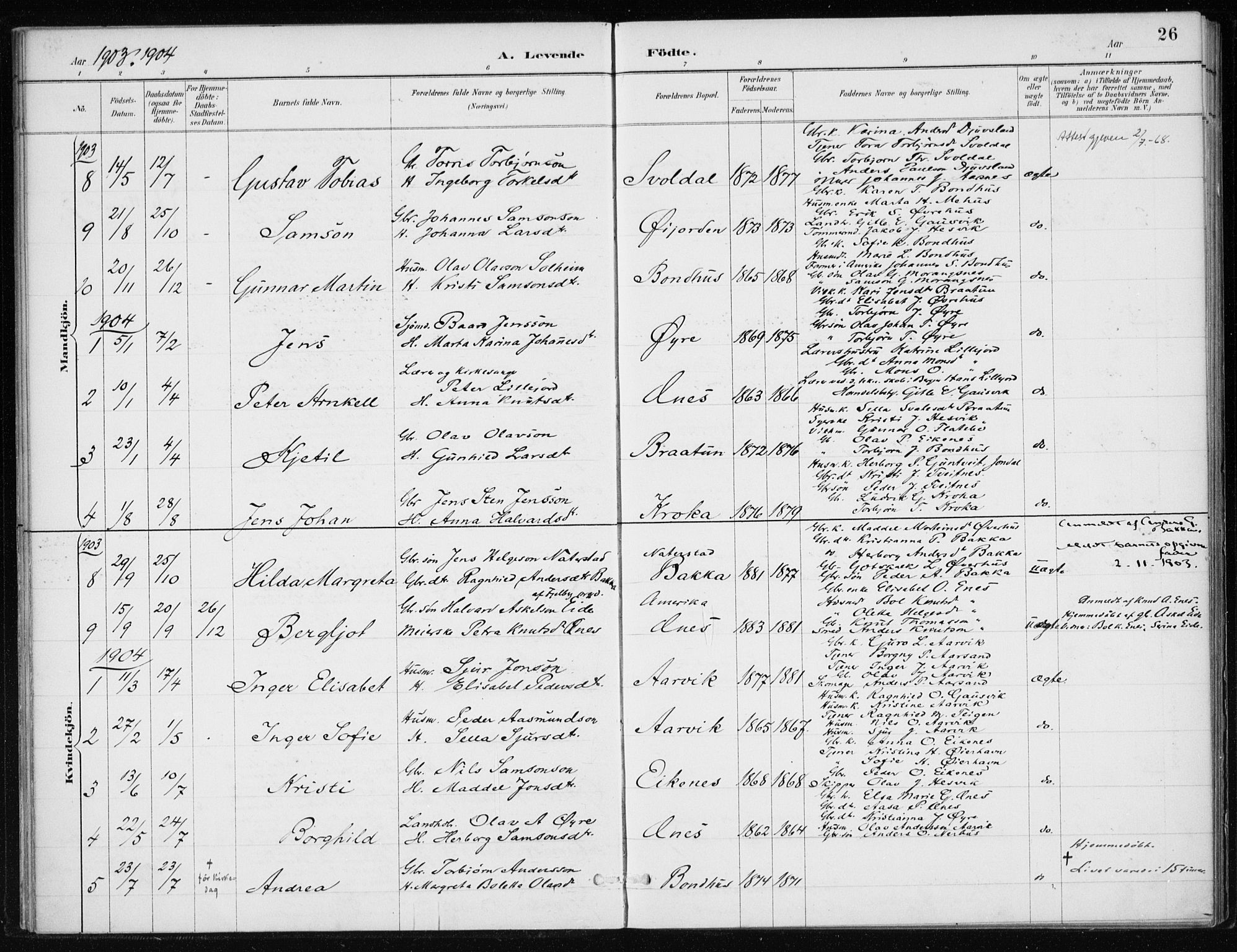 Kvinnherad sokneprestembete, AV/SAB-A-76401/H/Haa: Parish register (official) no. F 1, 1887-1912, p. 26